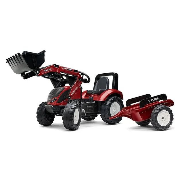 falk-valtra-s4-trettraktor-rot-mit-schaufel-und-anh-nger image 1