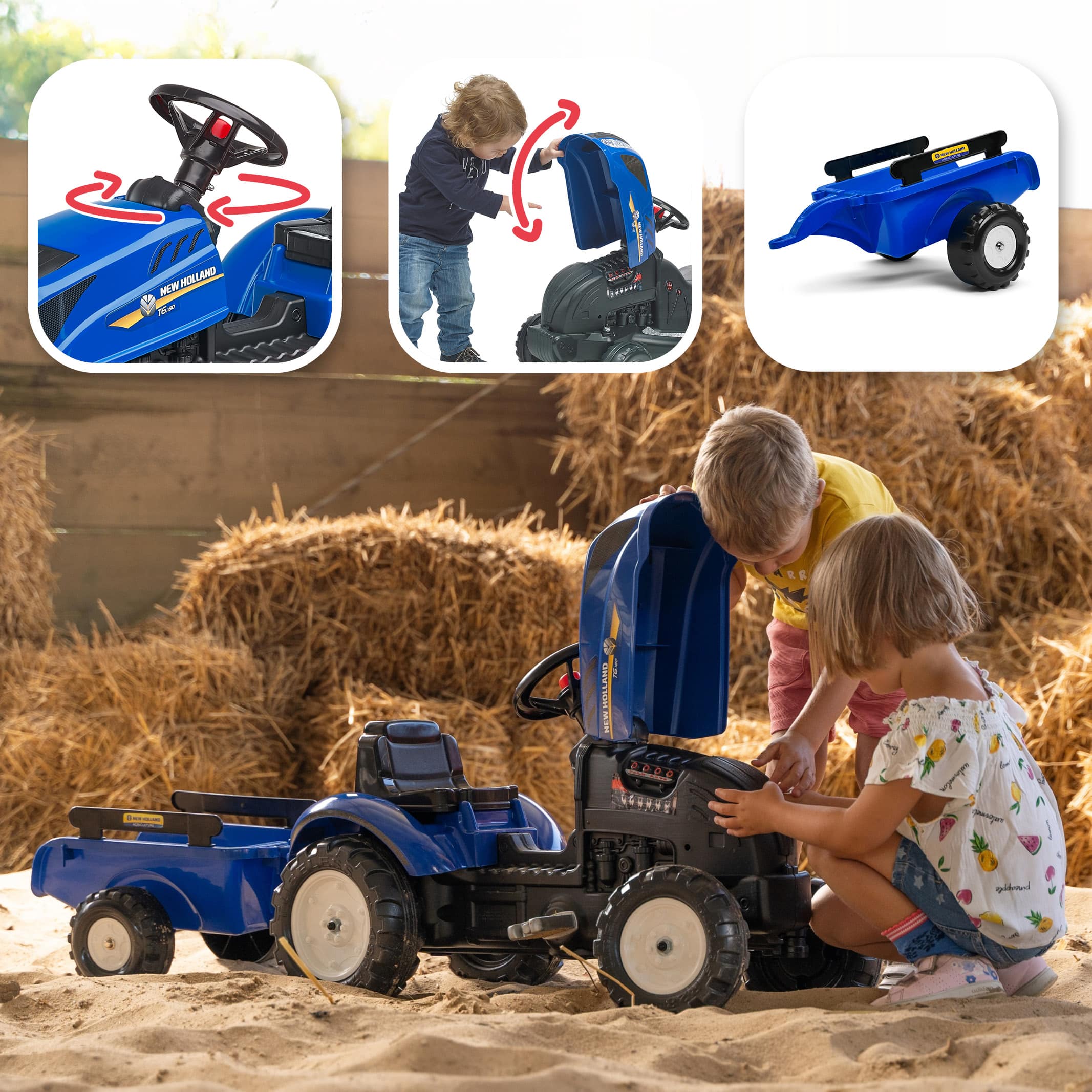 falk-new-holland-t6-tret-traktor-mit-anh-nger-2-5-jahre image 3