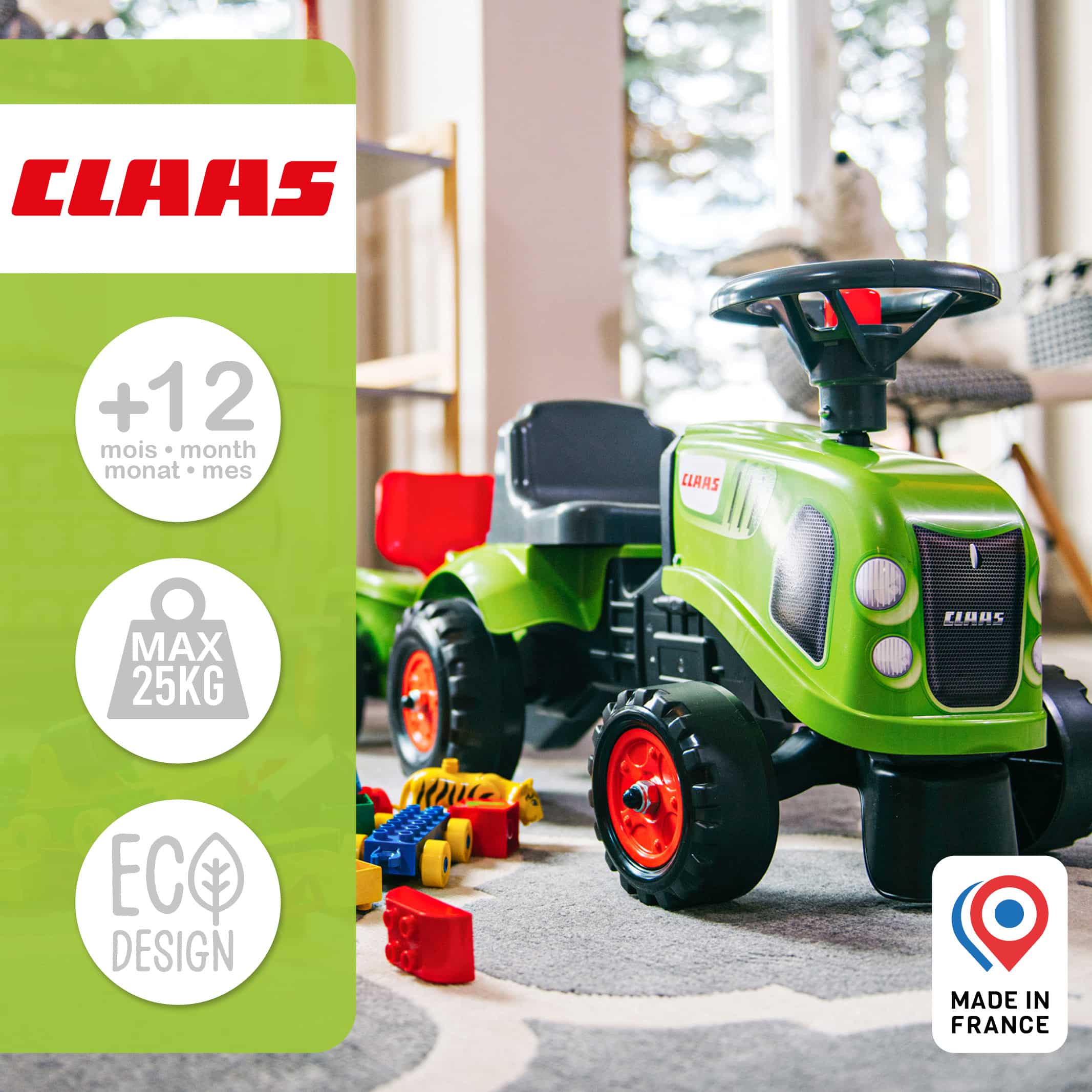 falk-porteurs-claas-traktor-rutscher-mit-anh-nger-ab-1-jahr image 4