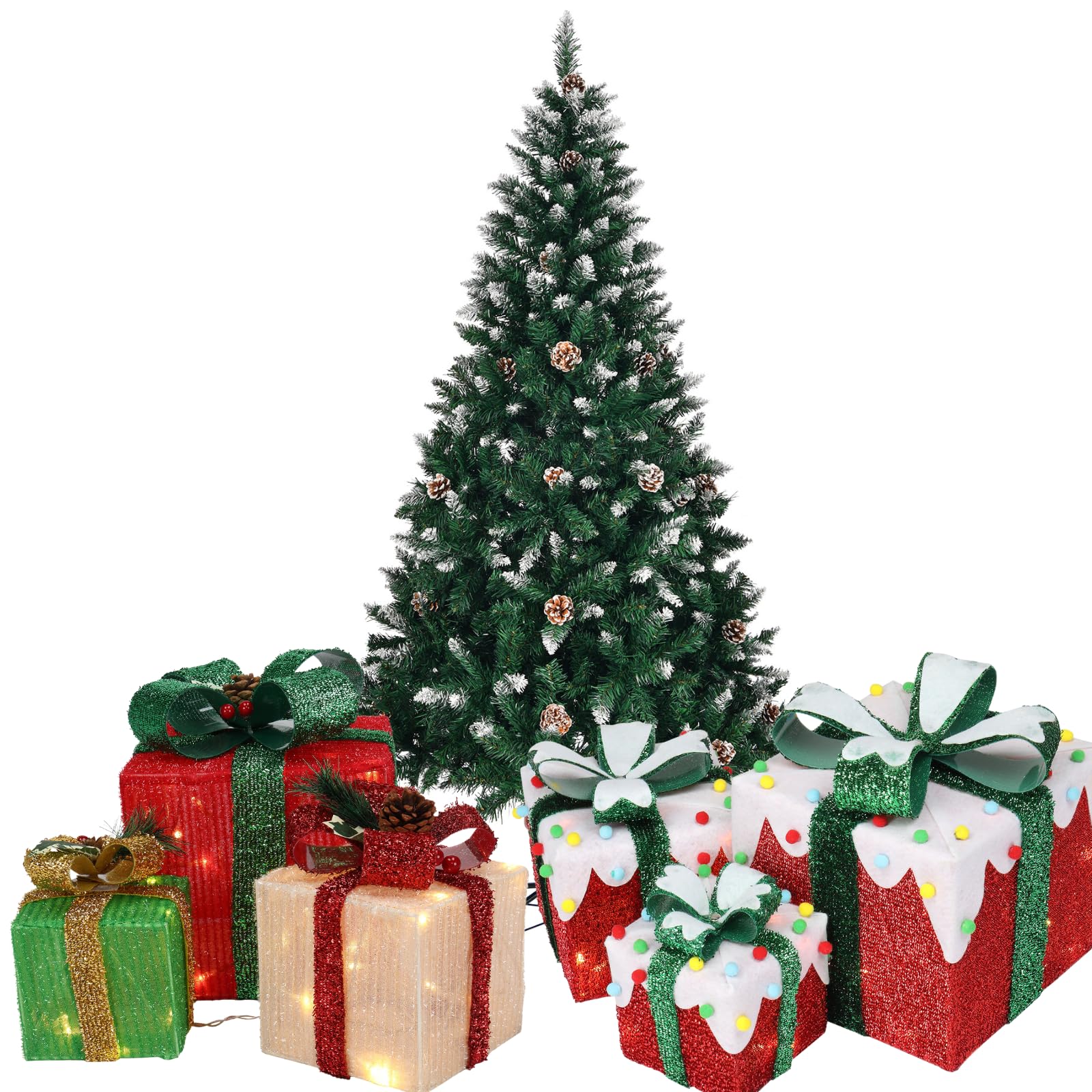 lalaho-weihnachtsbaum-150-cm-k-nstlich-tannenbaum-zapfen-schnee image 8