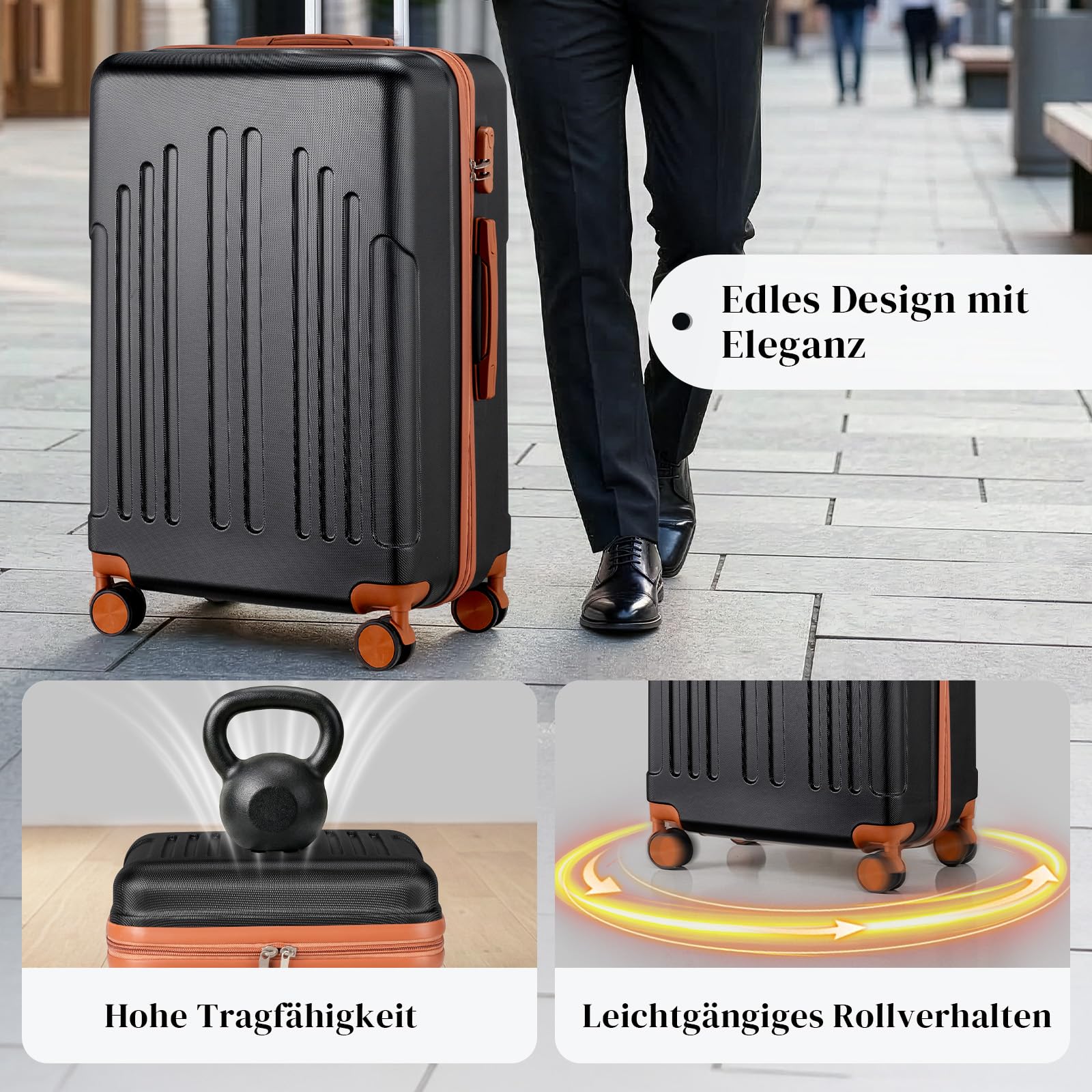 lalaho-kofferset-4teilig-hartschalenkoffer-schwarz-braun-abs image 4