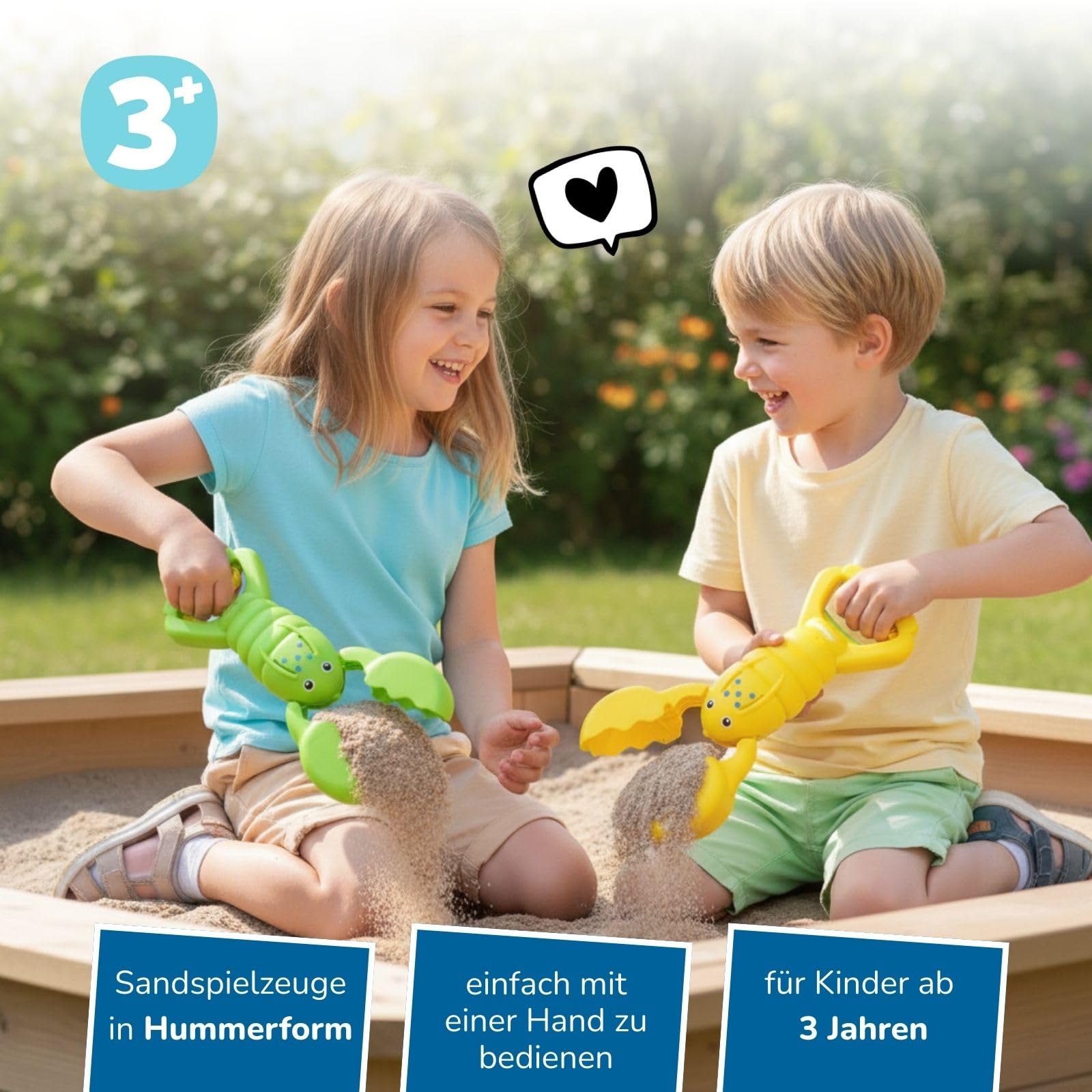 alldoro-outdoor-sandgreifer-hummer-2er-set-34-cm-gr-n-gelb-strand image 2