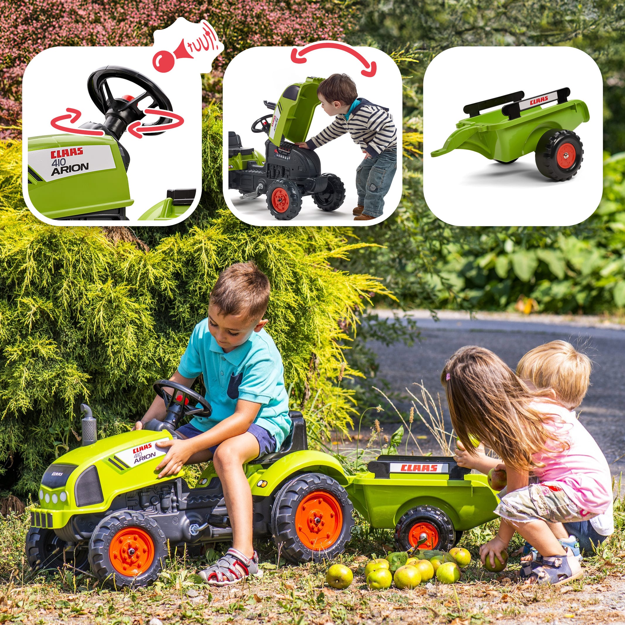 falk-trettraktor-claas-pedaltraktor-motorhaube-2-5-jahre image 3