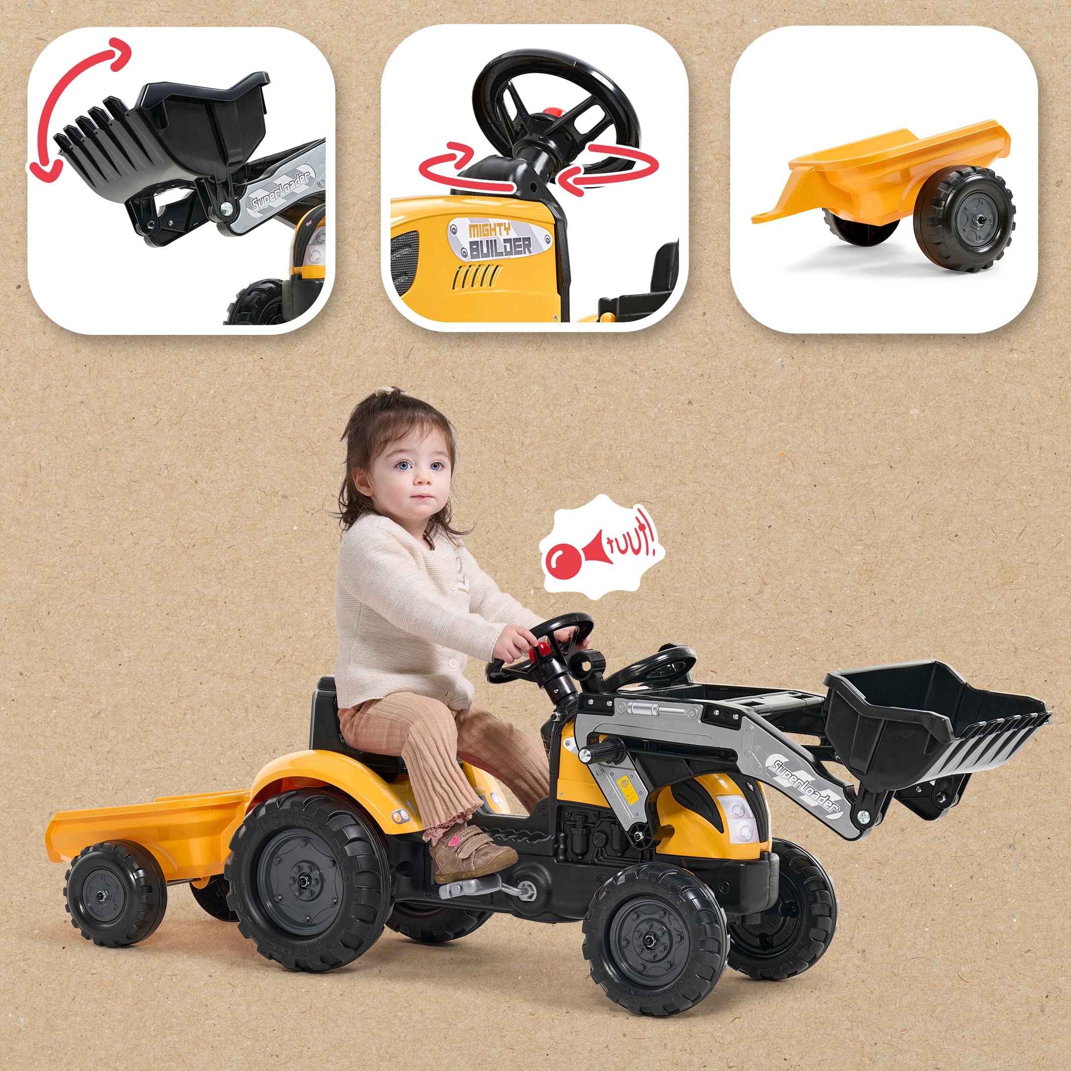 falk-tractopelles-mighty-builder-tret-traktor-anh-nger image 3
