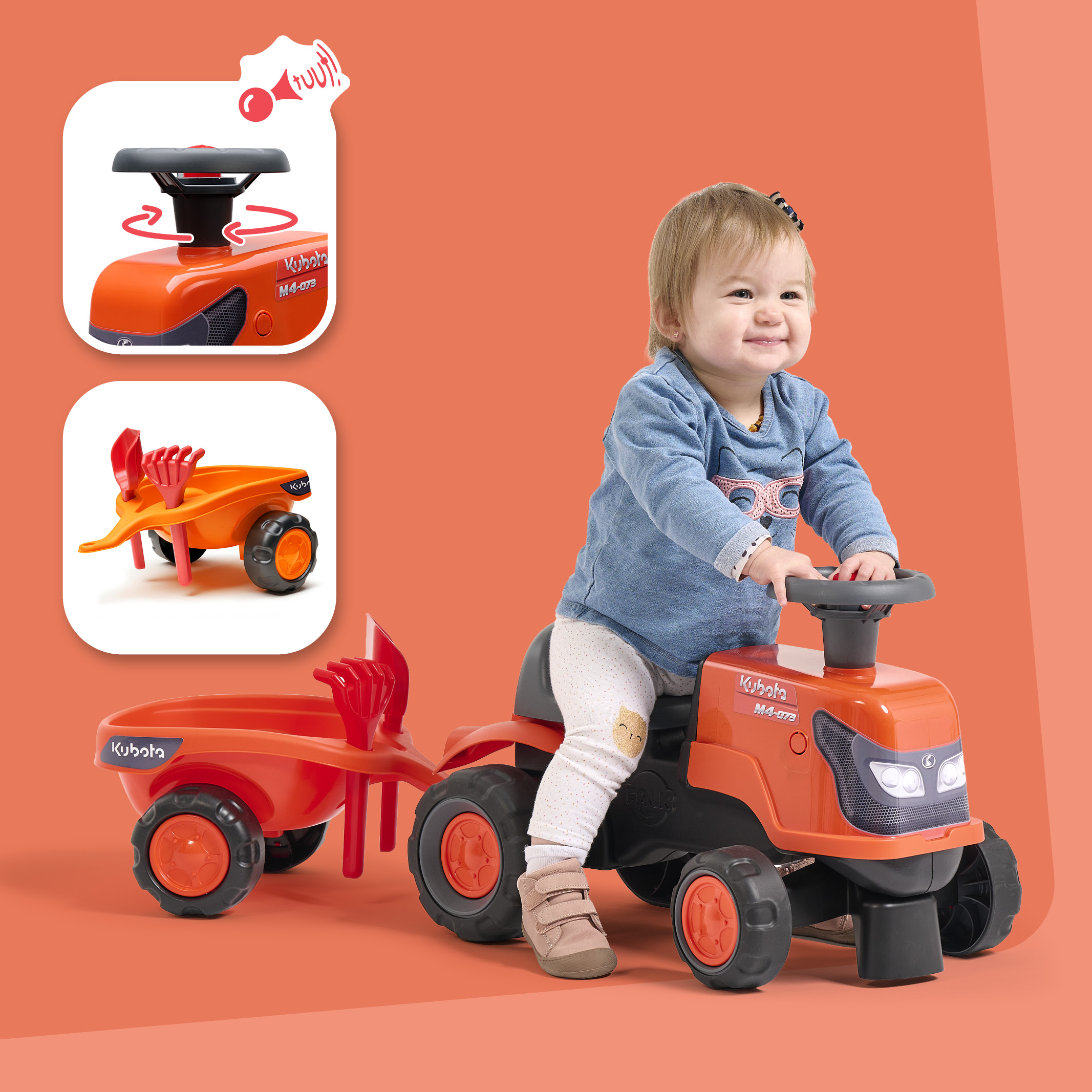 falk-kubota-baby-rutscher-leise-r-der-mit-anh-nger-ab-1-jahr image 3