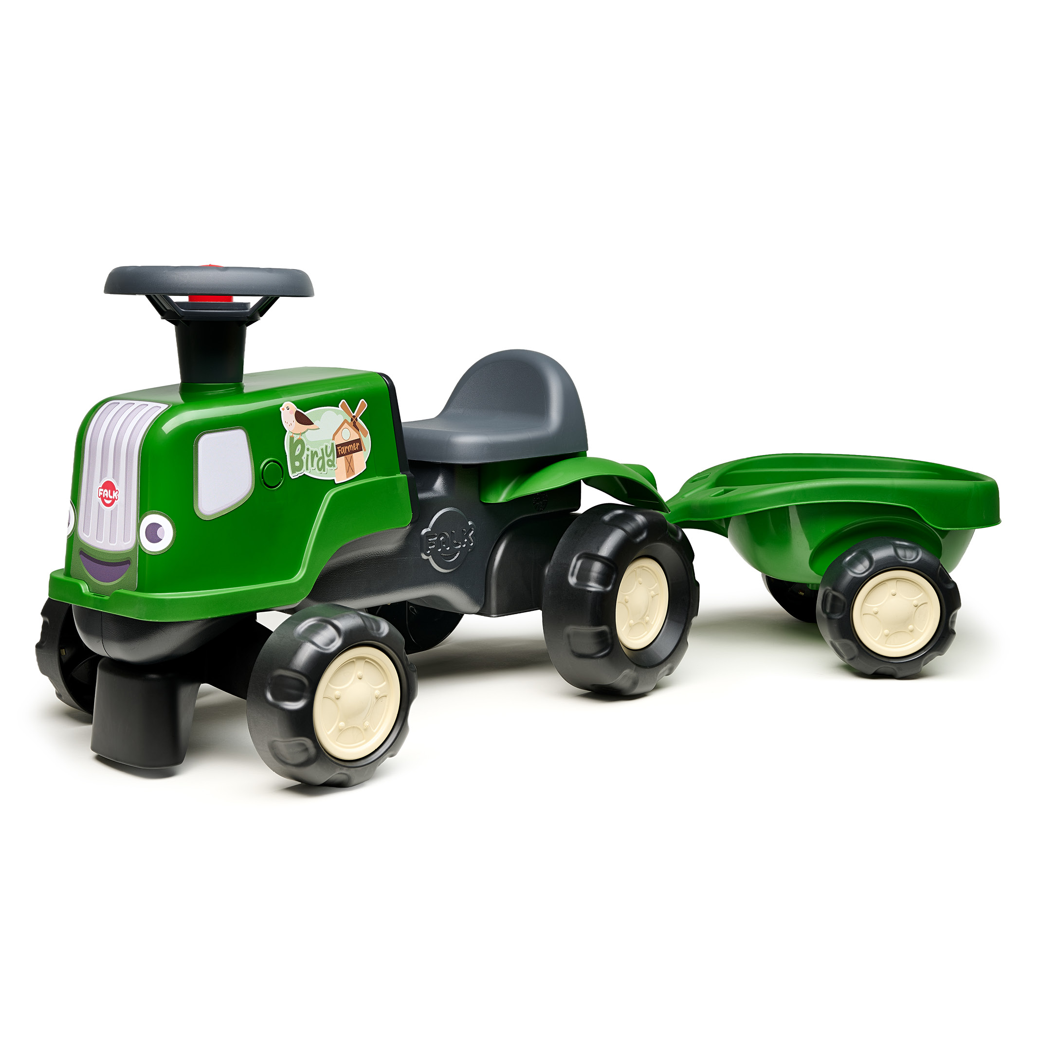 falk-birdy-farm-traktor-rutschfahrzeug-gr-n-mit-anh-nger image 1