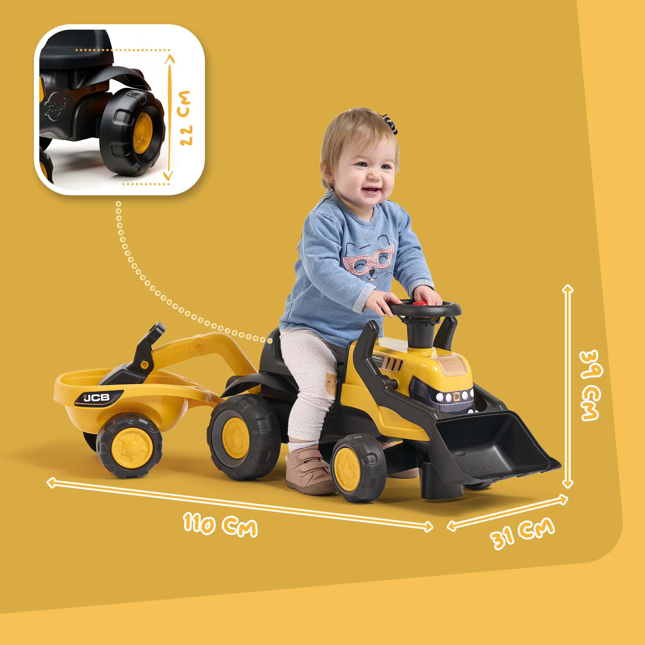 falk-jcb-rutschauto-bagger-mit-anh-nger-leise-r-der image 5