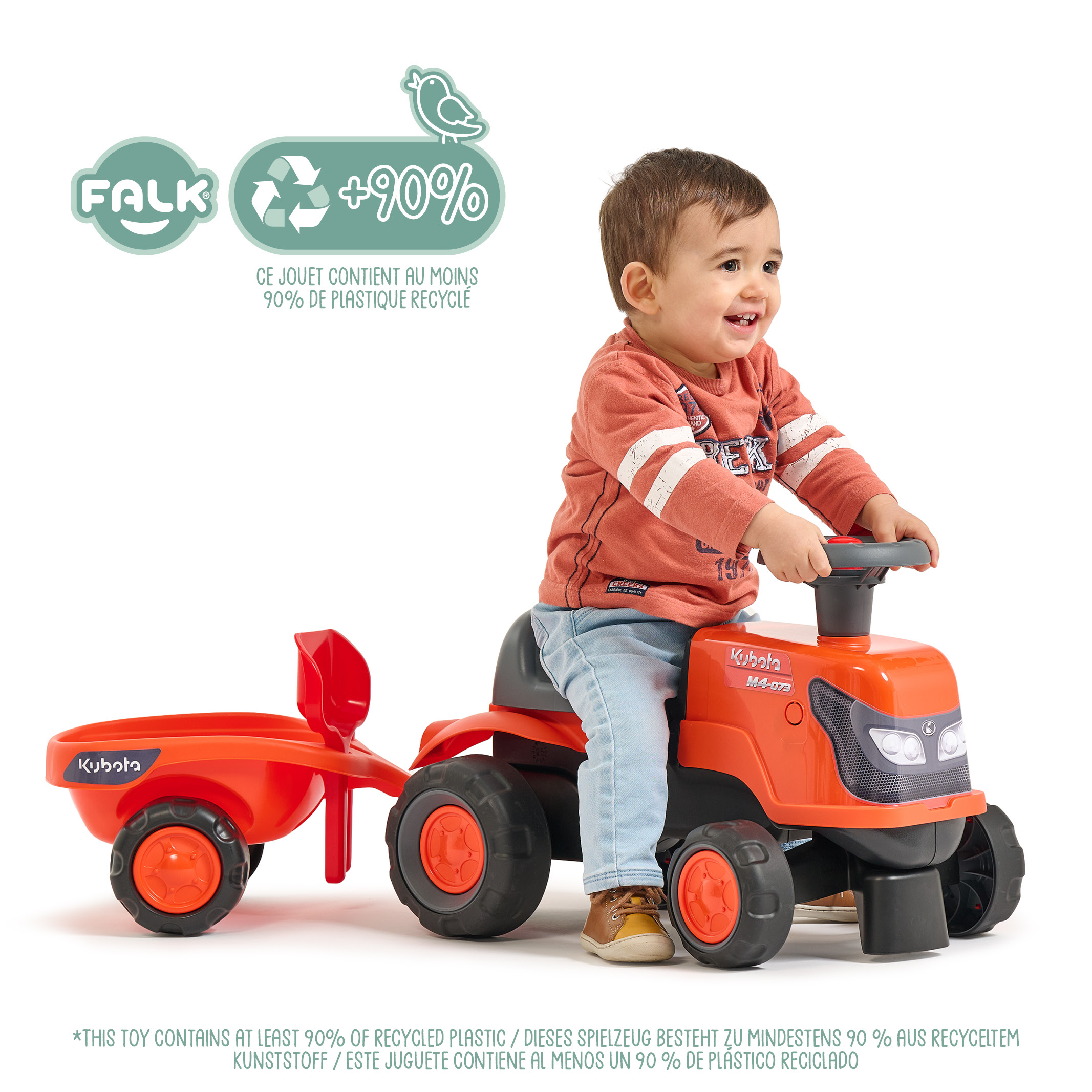 falk-kubota-baby-rutscher-leise-r-der-mit-anh-nger-ab-1-jahr image 2