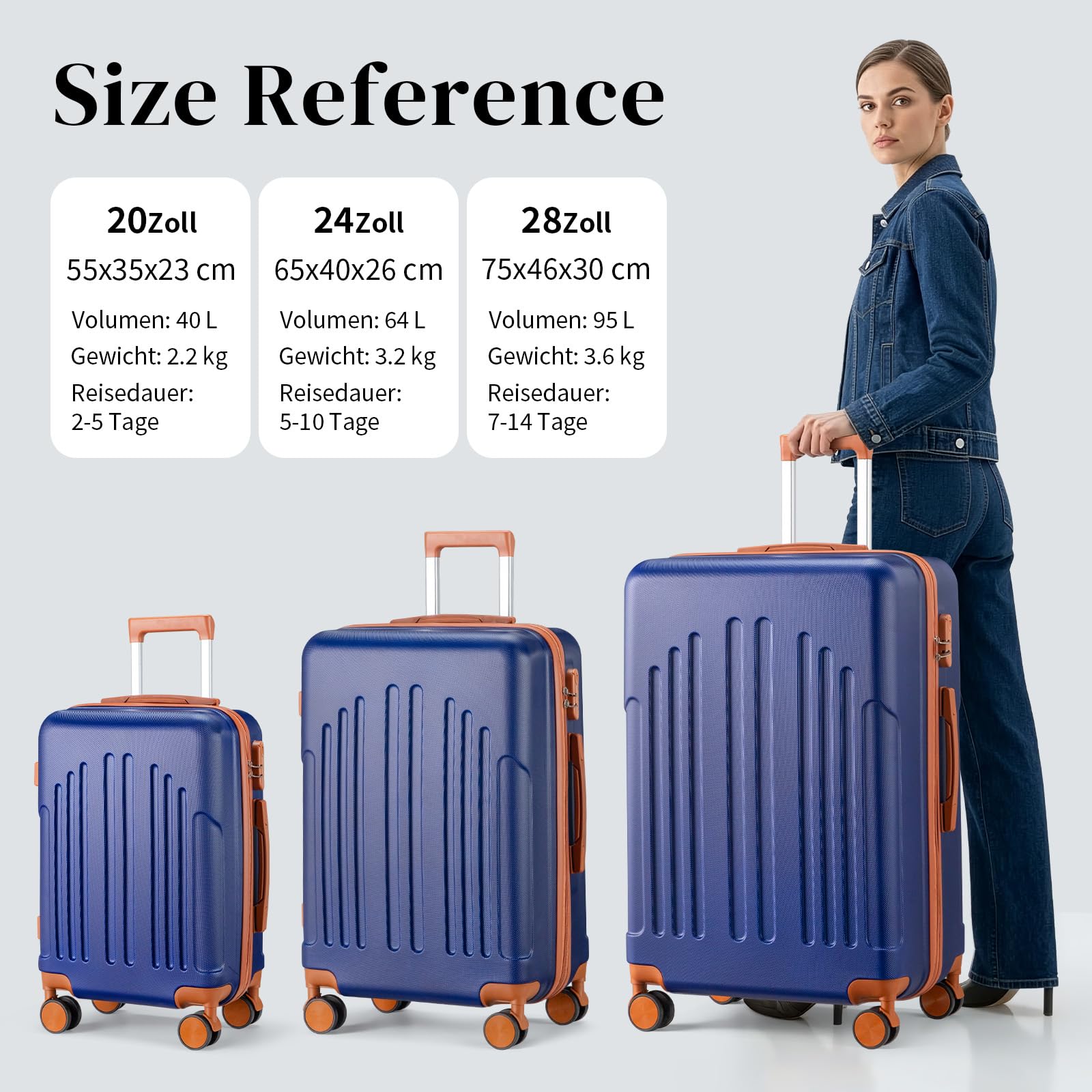 lalaho-reisekoffer-m-55-cm-hartschale-navy-braun image 2