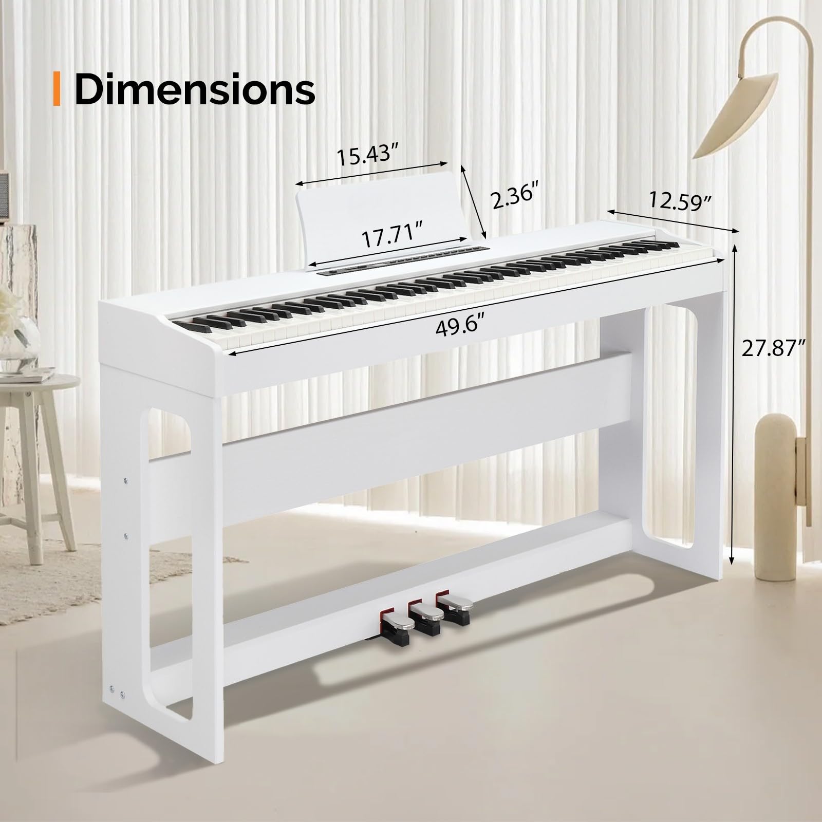 lalaho-88-tasten-e-piano-digitalpiano-wei-mit-3-pedalen image 2