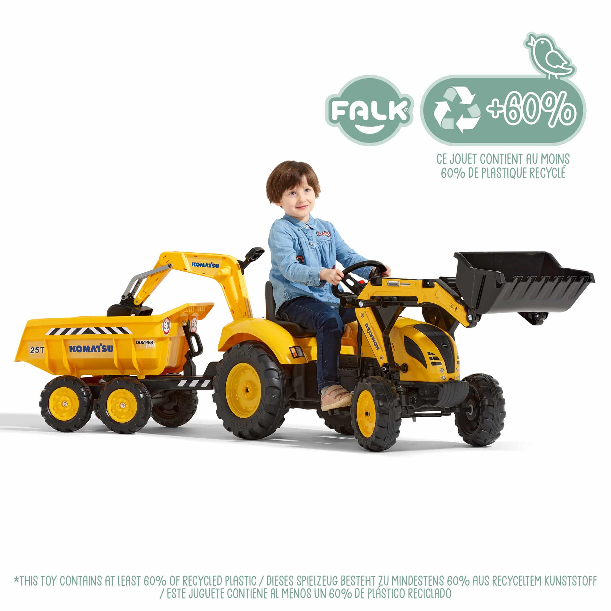 falk-komatsu-maxi-tretbagger-mit-anh-nger-3-7-jahre image 2