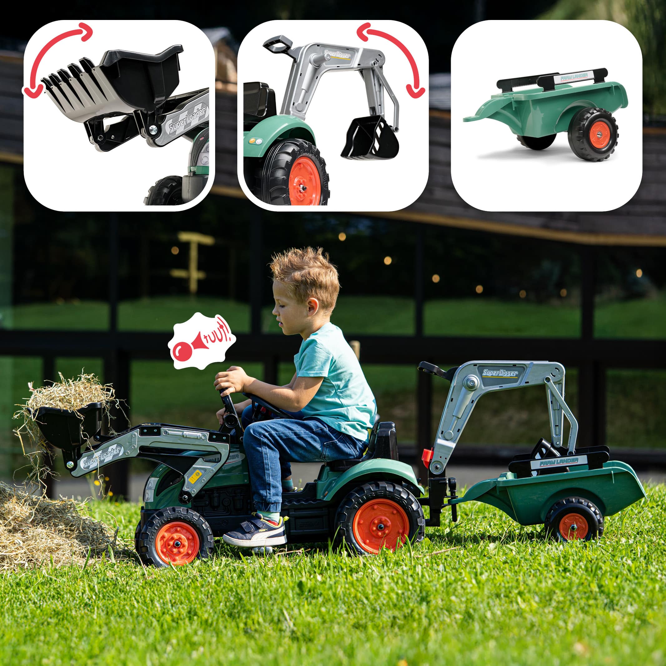 falk-farm-lander-tret-traktor-mit-bagger-2-5-jahre image 3