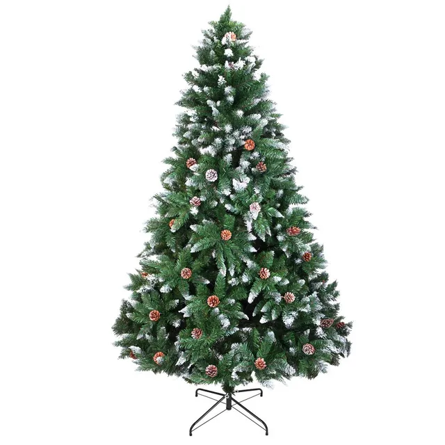 lalaho-weihnachtsbaum-150-cm-k-nstlich-tannenbaum-zapfen-schnee image 1