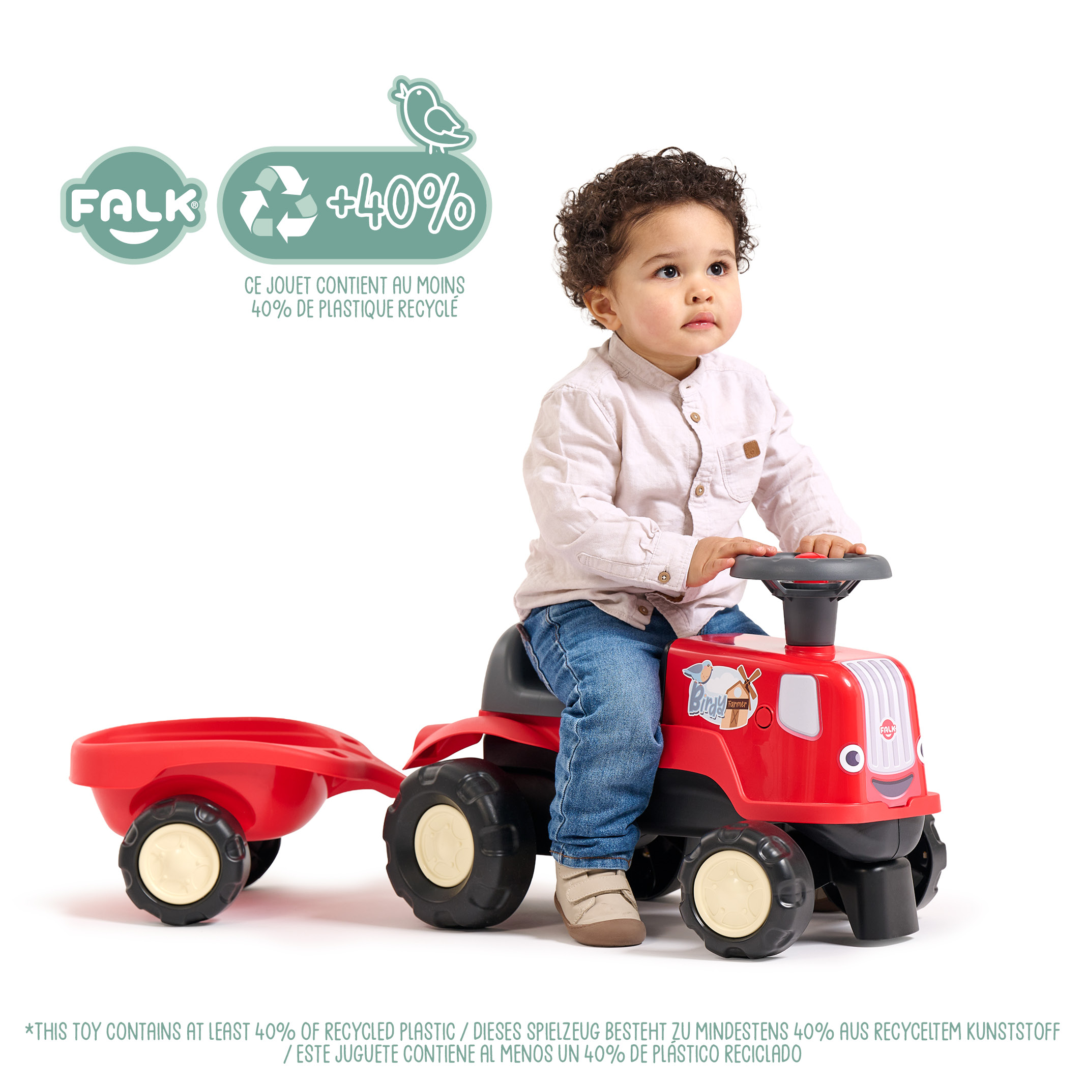 falk-birdy-farm-rutschauto-rot-mit-anh-nger-ab-1-jahr image 2