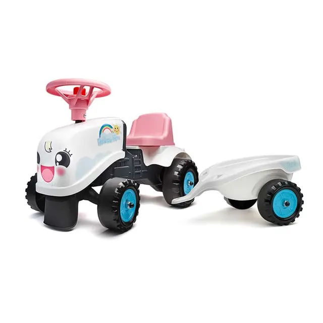 falk-rainbow-farm-traktor-rutschfahrzeug-pastel-mit-anh-nger image 1