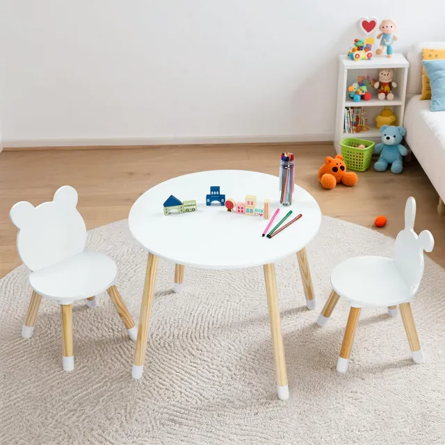 lalaho-kindertisch-mit-2-st-hlen-sitzgruppe-hase-b-r-holz image 1