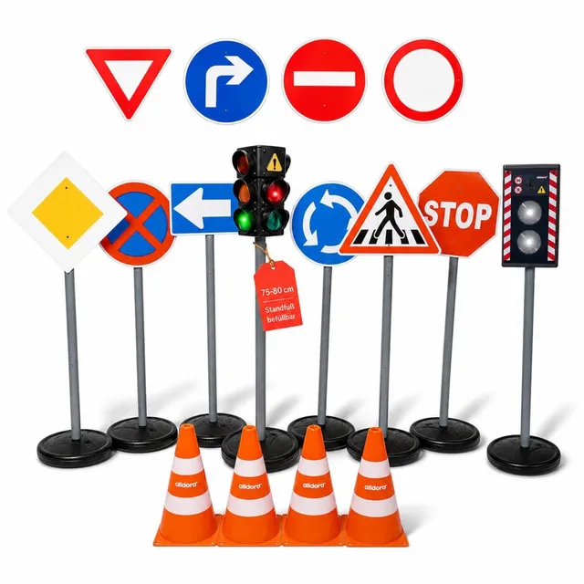 alldoro-lernen-besch-ftigung-xxl-verkehrsset-ampel-blitzer-10-schilder image 1