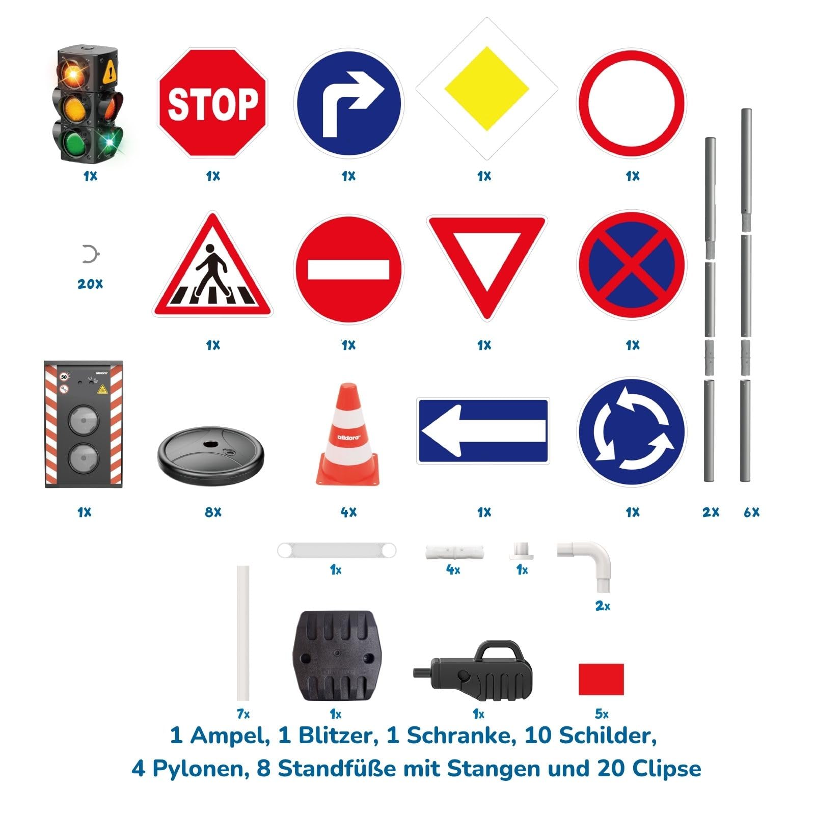 alldoro-xxl-verkehrsset-ampel-blitzer-schranke-10-schilder image 7