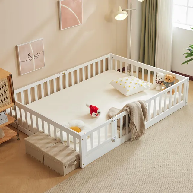 lalaho-montessori-bodenbett-wei-140x200-mit-t-r image 1