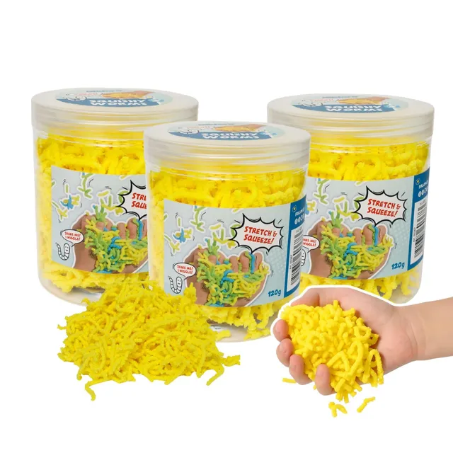 alldoro-squishy-worms-anti-stress-spielzeug-3er-set-gelb-120-g image 1
