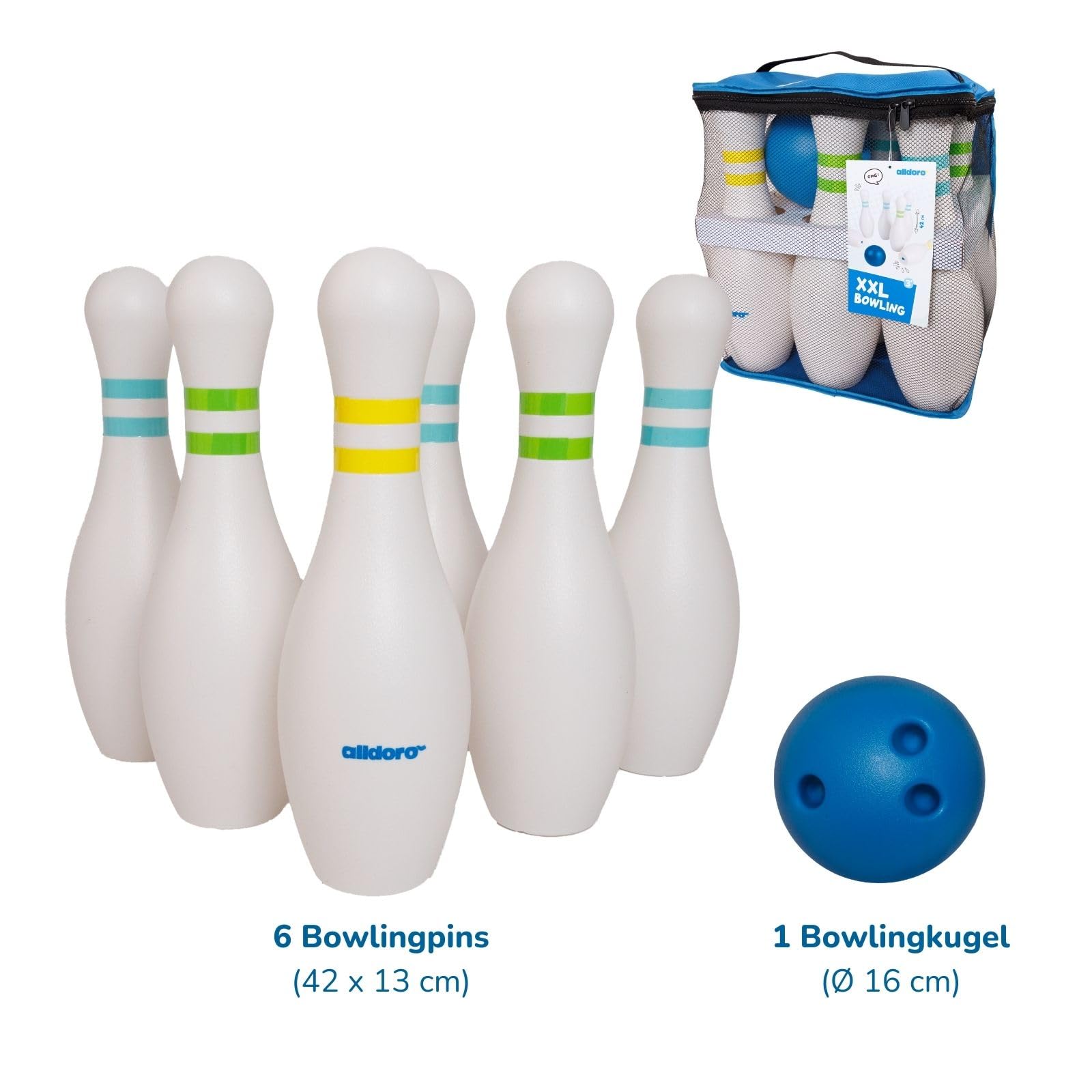 alldoro-xxl-bowling-set-kinder-6-pins-kugel-mit-tasche image 8
