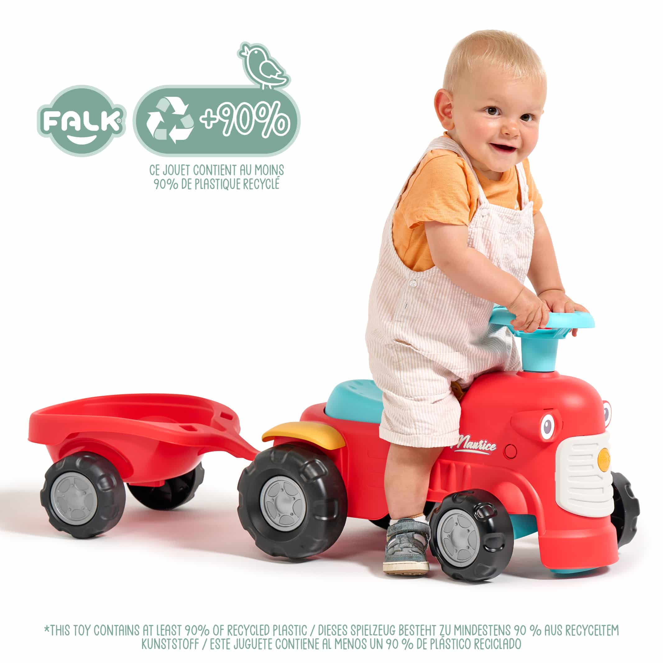 falk-maurice-retro-rutschauto-traktor-mit-anh-nger image 2