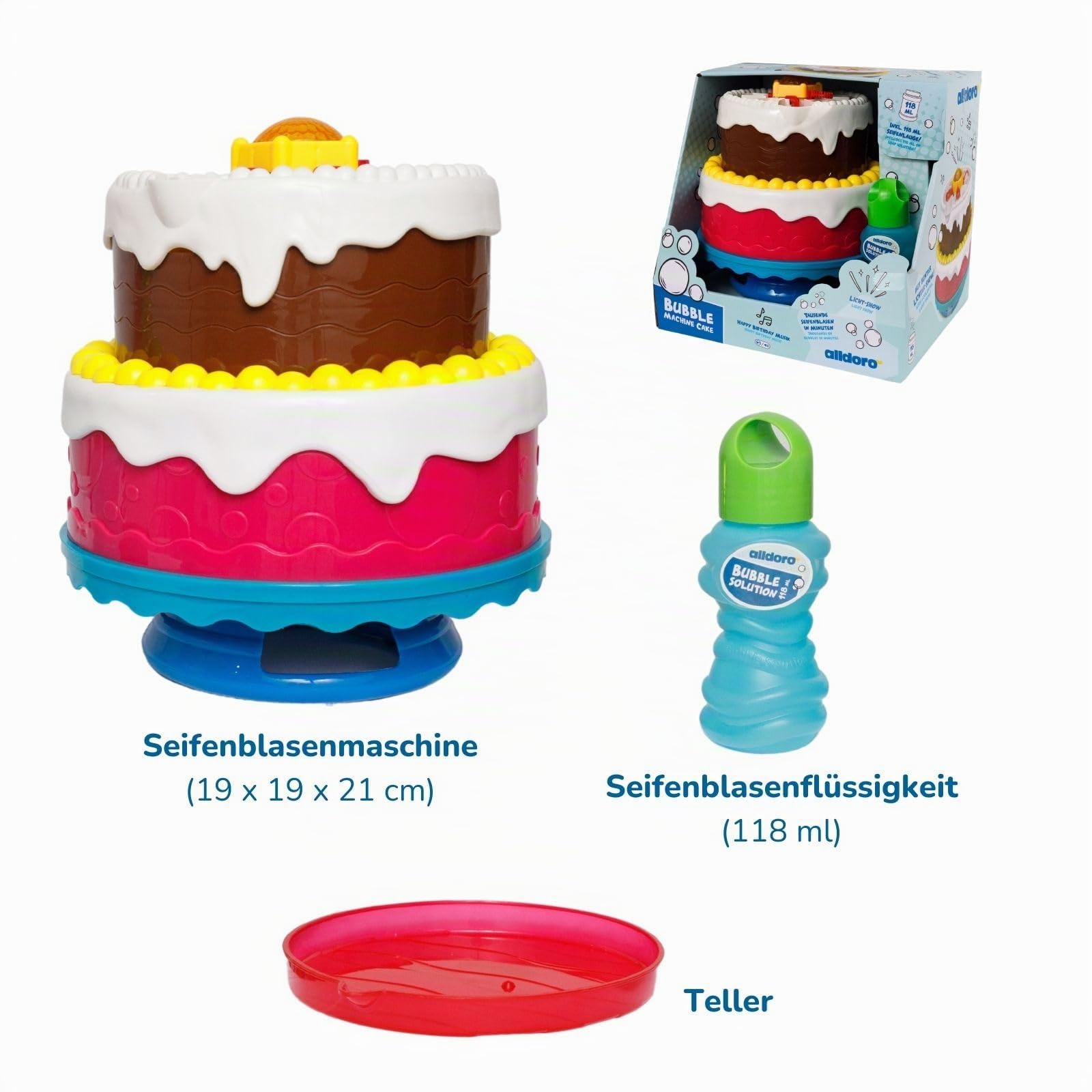 alldoro-seifenblasen-torte-seifenblasenmaschine-mit-licht-sound-118ml image 8