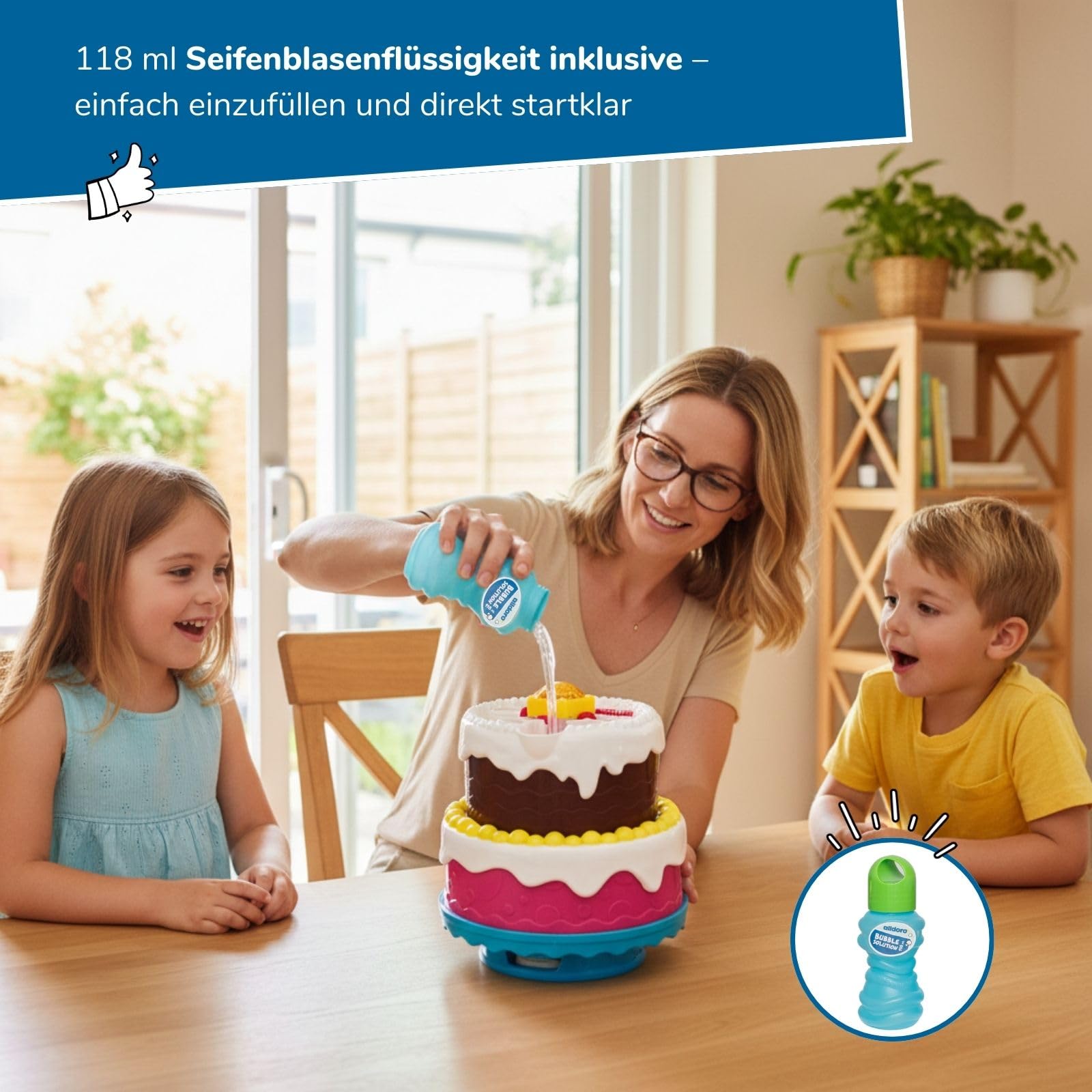 alldoro-seifenblasen-torte-seifenblasenmaschine-mit-licht-sound-118ml image 5