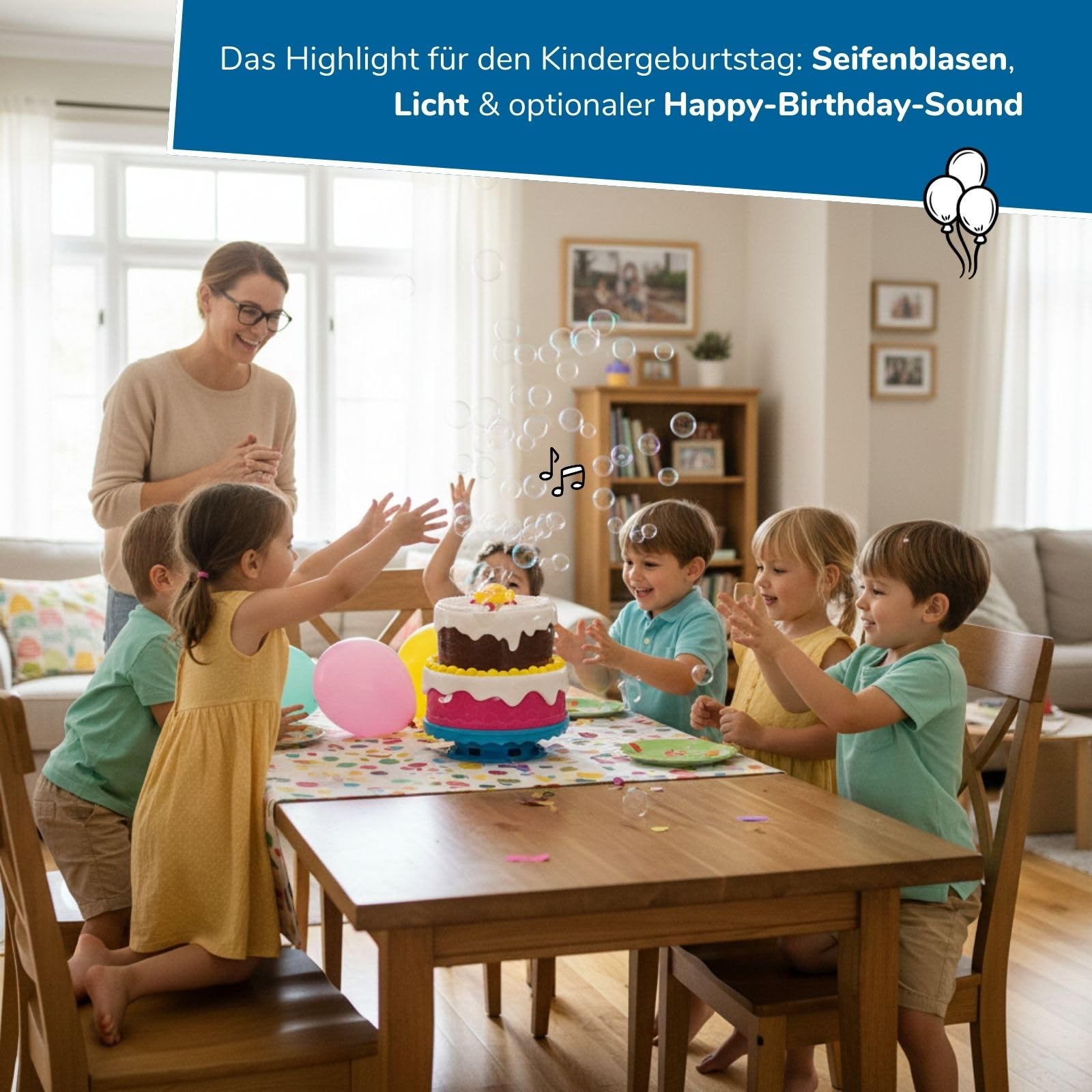 alldoro-seifenblasen-torte-seifenblasenmaschine-mit-licht-sound-118ml image 3