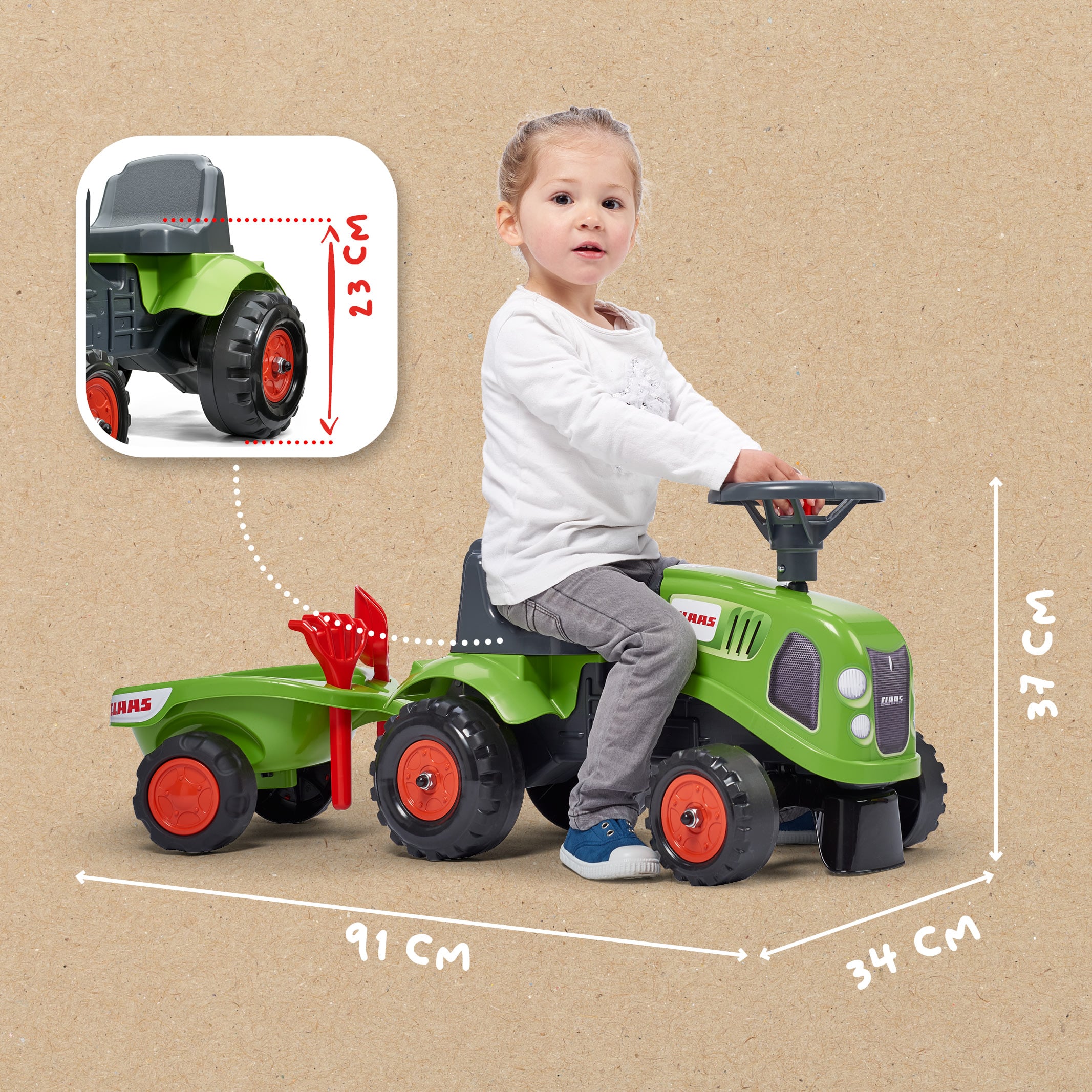falk-porteurs-claas-traktor-rutscher-mit-anh-nger-ab-1-jahr image 5