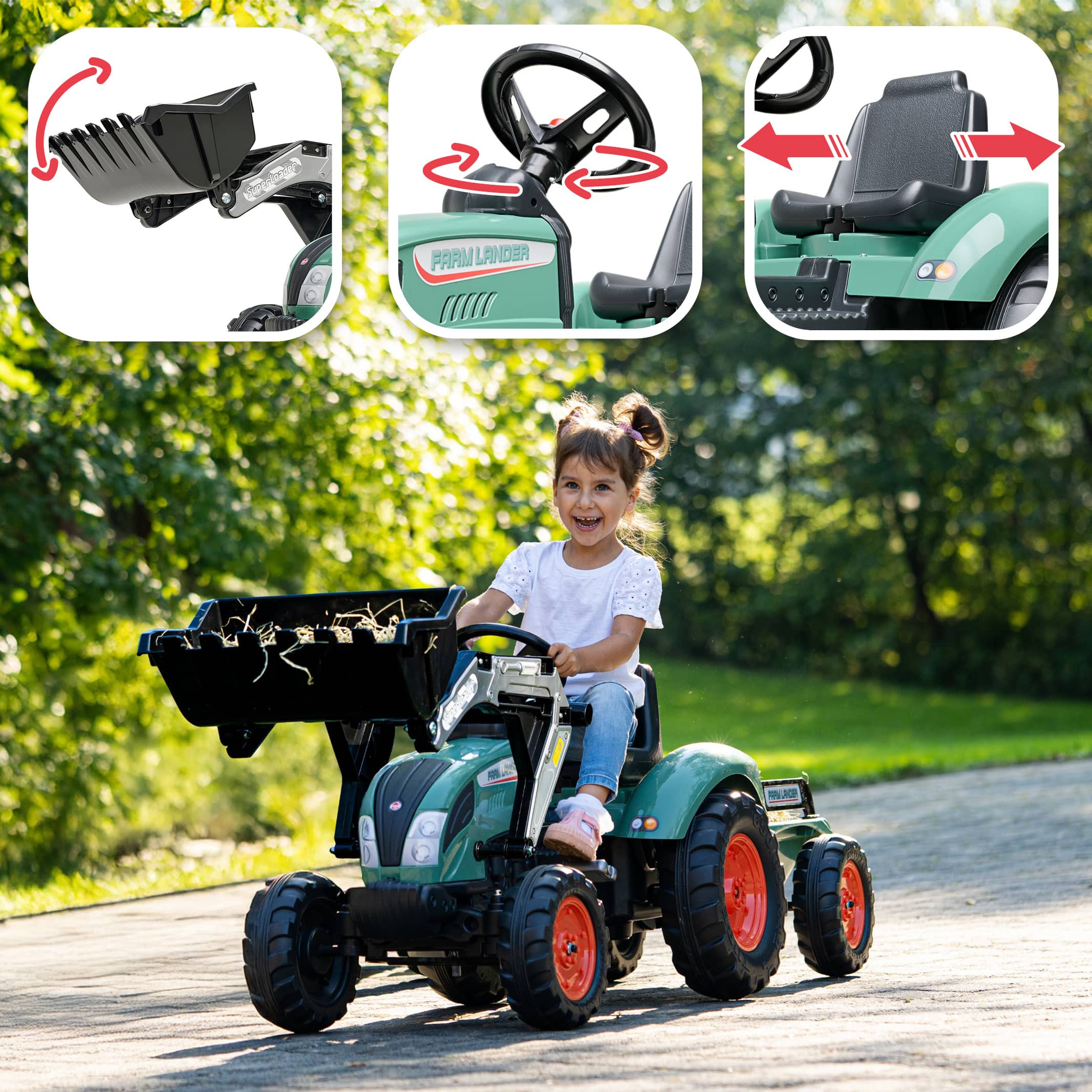falk-farm-lander-tretbagger-trettraktor-mit-anh-nger-3-7-j image 3