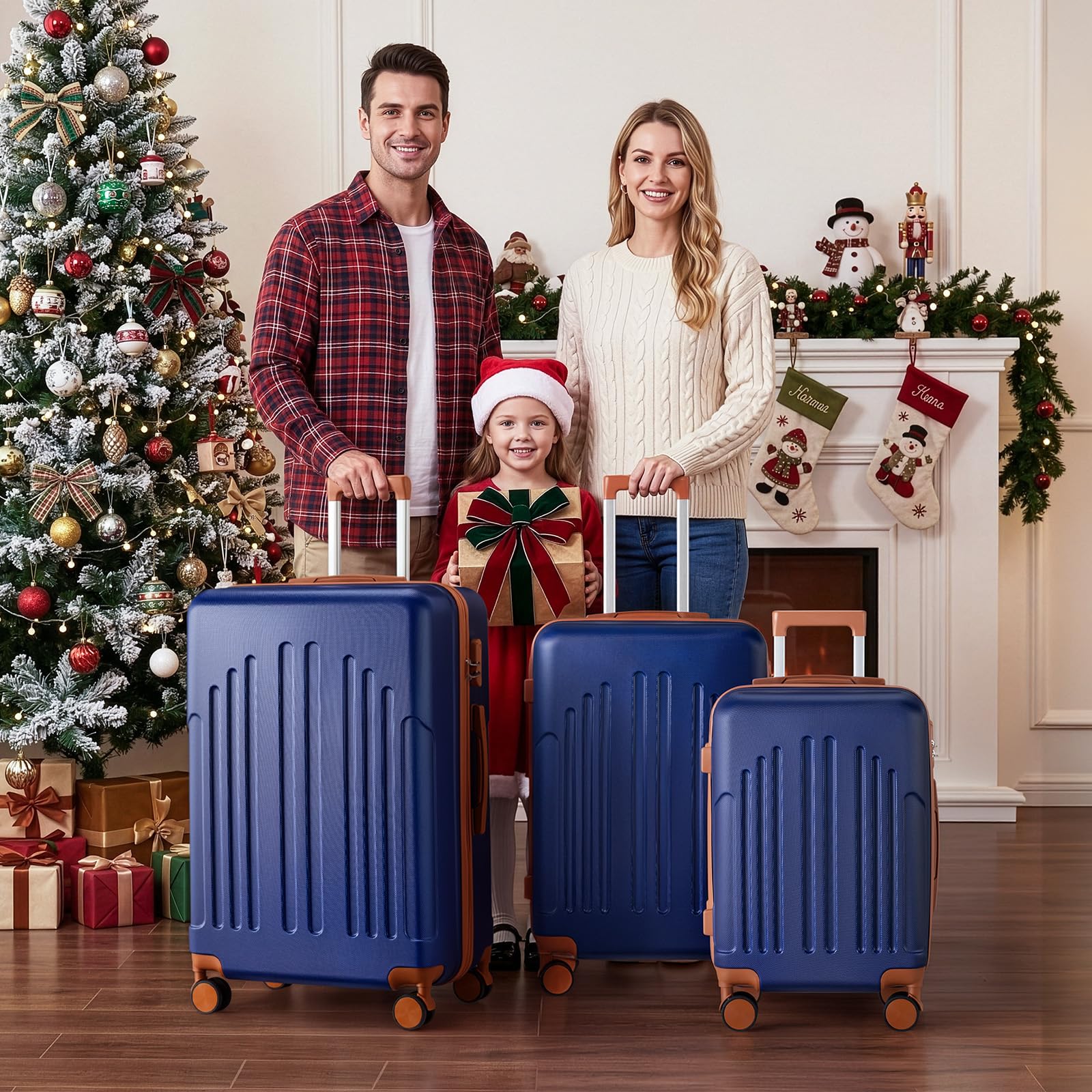 lalaho-reisekoffer-m-55-cm-hartschale-navy-braun image 8