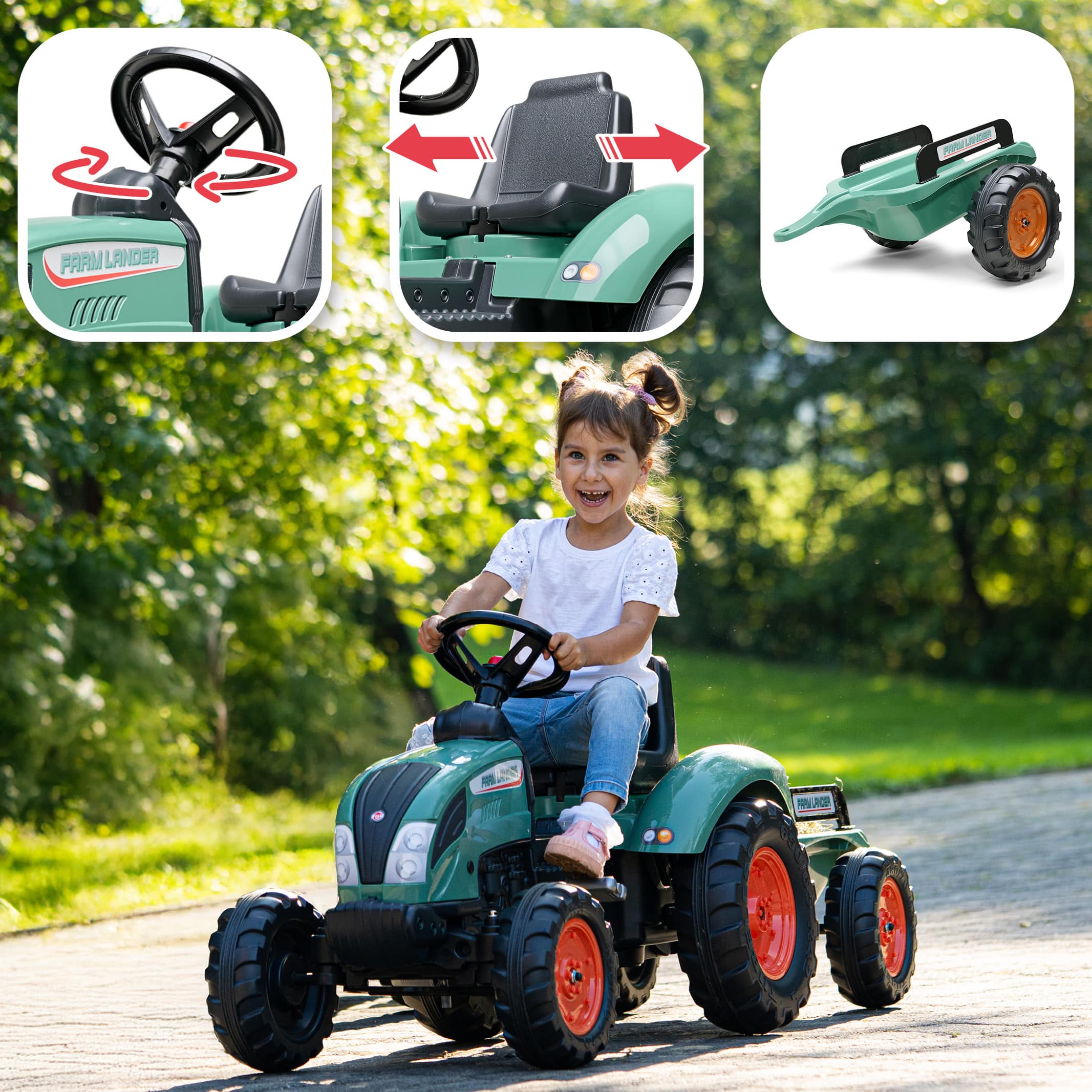 falk-farm-lander-pedaltraktor-mit-anh-nger-3-7-jahre image 3