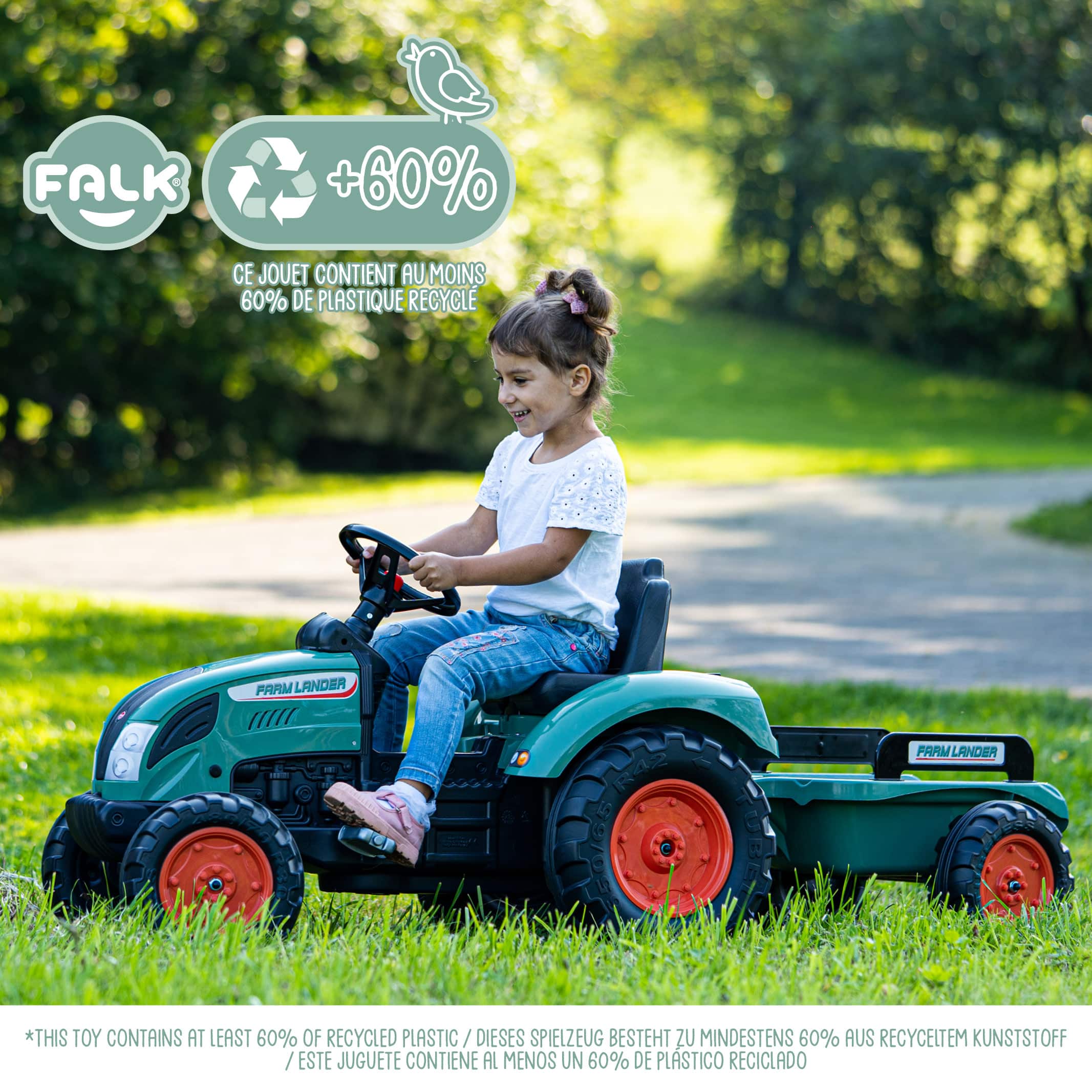 falk-farm-lander-pedaltraktor-mit-anh-nger-3-7-jahre image 2