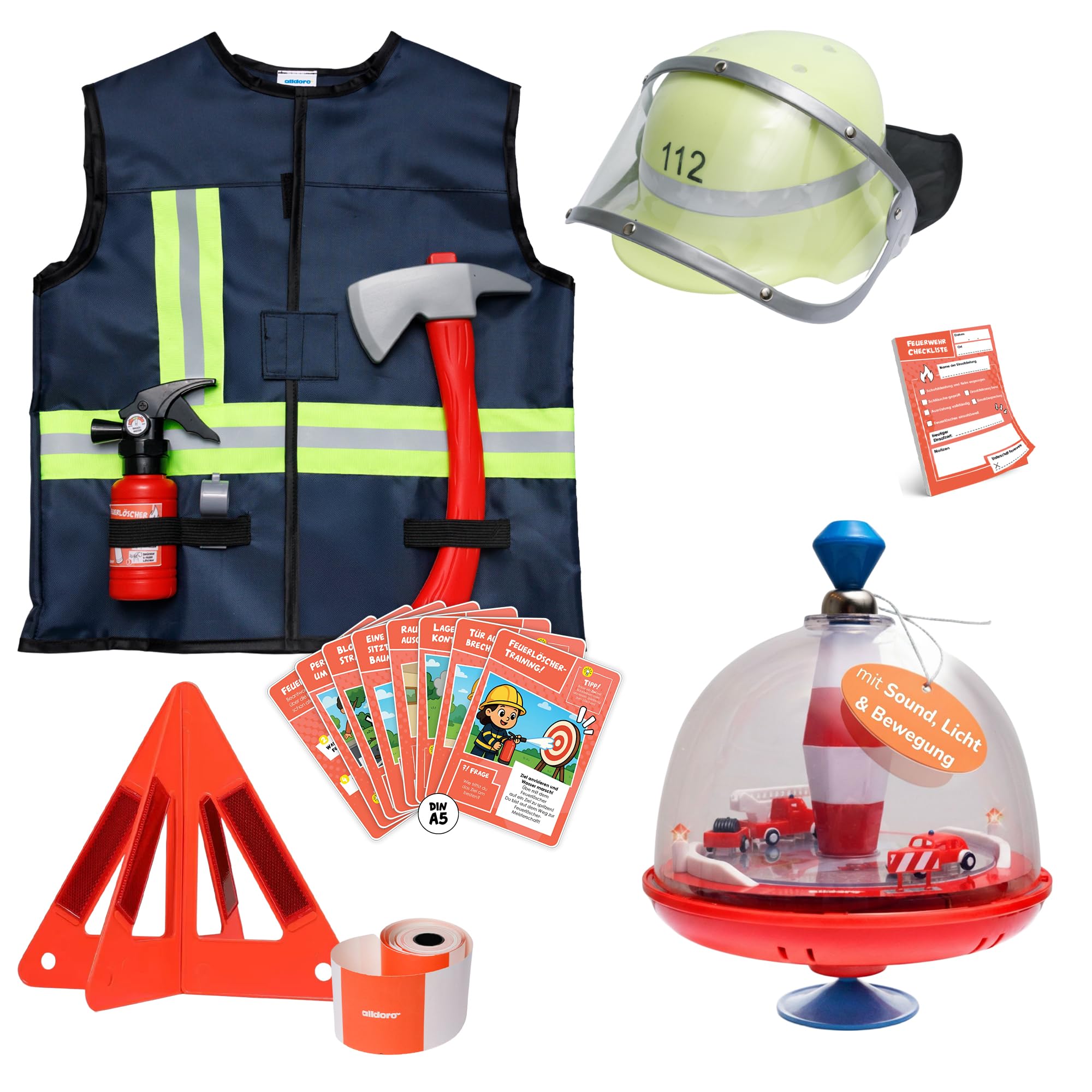 alldoro-feuerwehr-spielset-mit-brummkreisel-kost-mset-9-tlg image 1