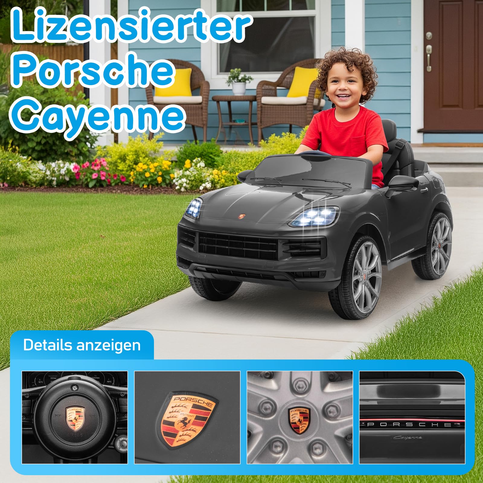 lalaho-kinder-elektroauto-12v-grau-fernbedienung-mp3 image 2