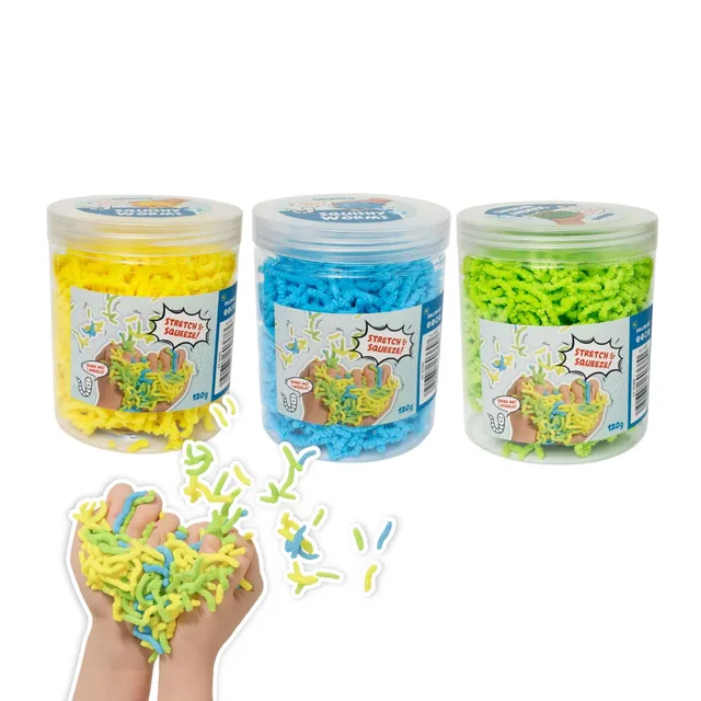 alldoro-motorik-squishy-worms-3er-set-120-g-gelb-blau-gr-n-knete image 1