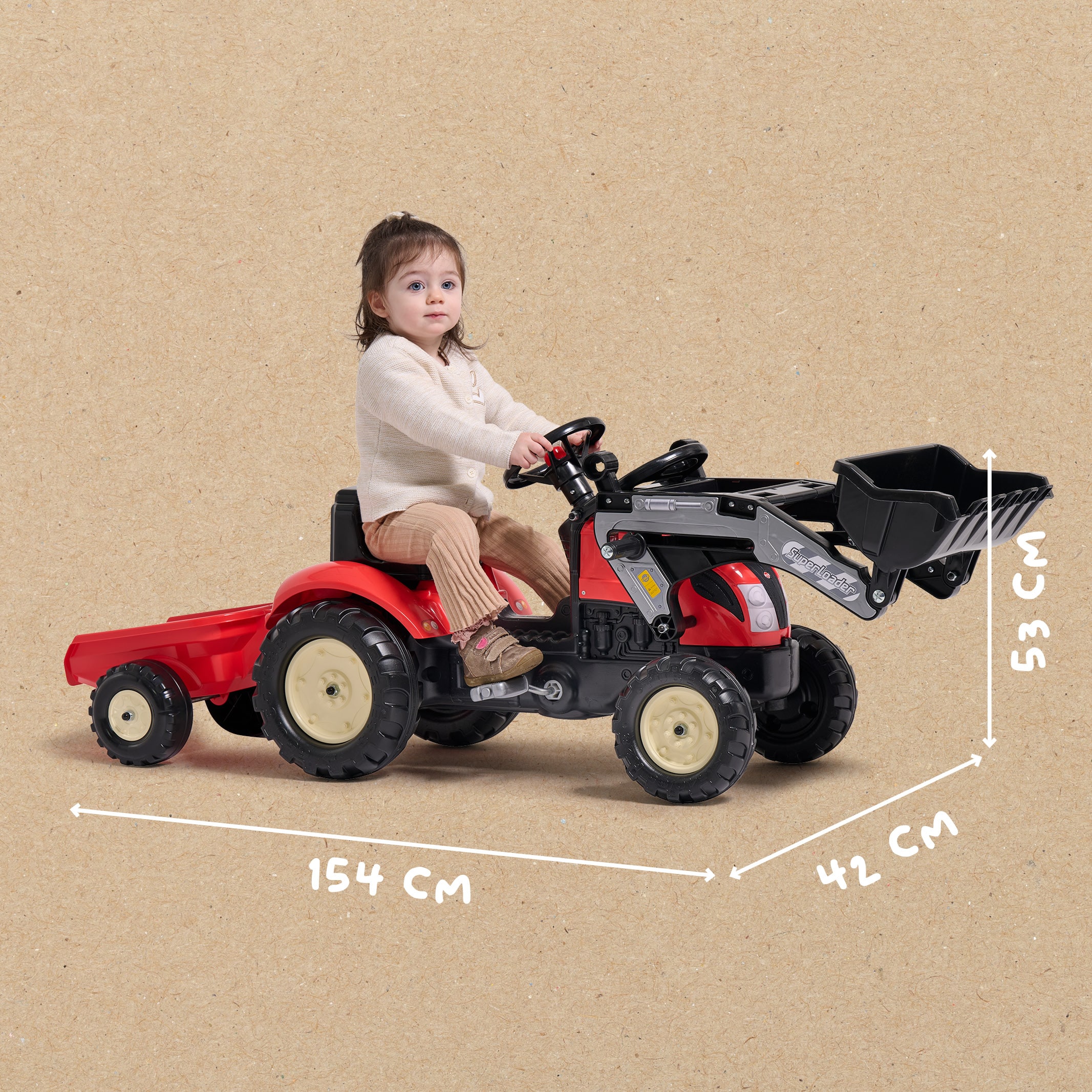falk-kiddy-farm-tretbagger-mit-anh-nger-schaufel image 5