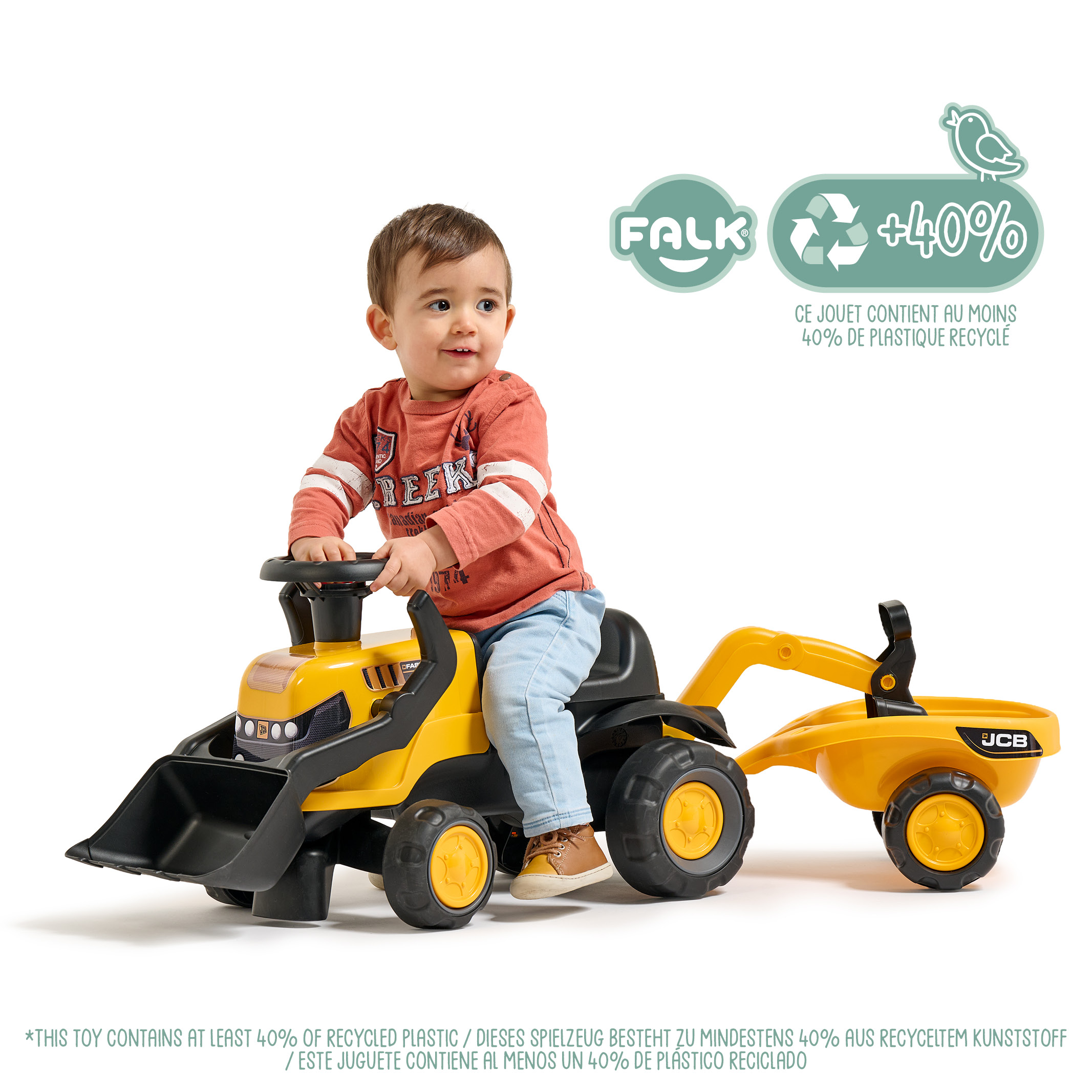 falk-jcb-rutschauto-bagger-mit-anh-nger-leise-r-der image 2