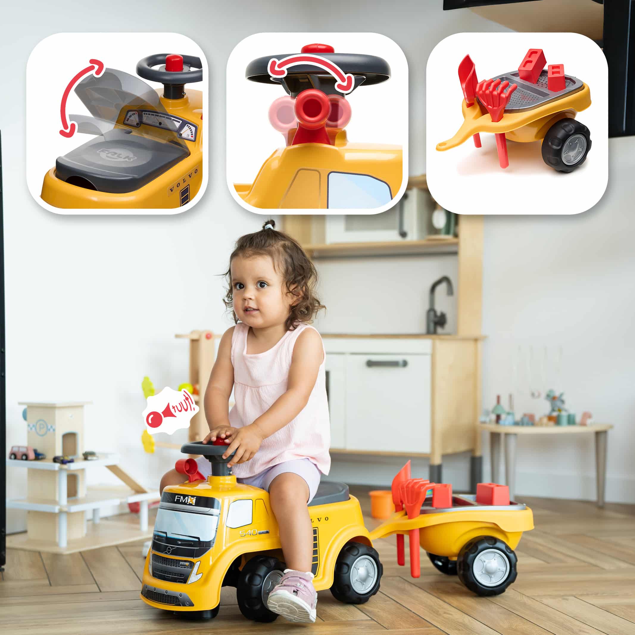 falk-volvo-rutschauto-mit-anh-nger-und-sandset image 3