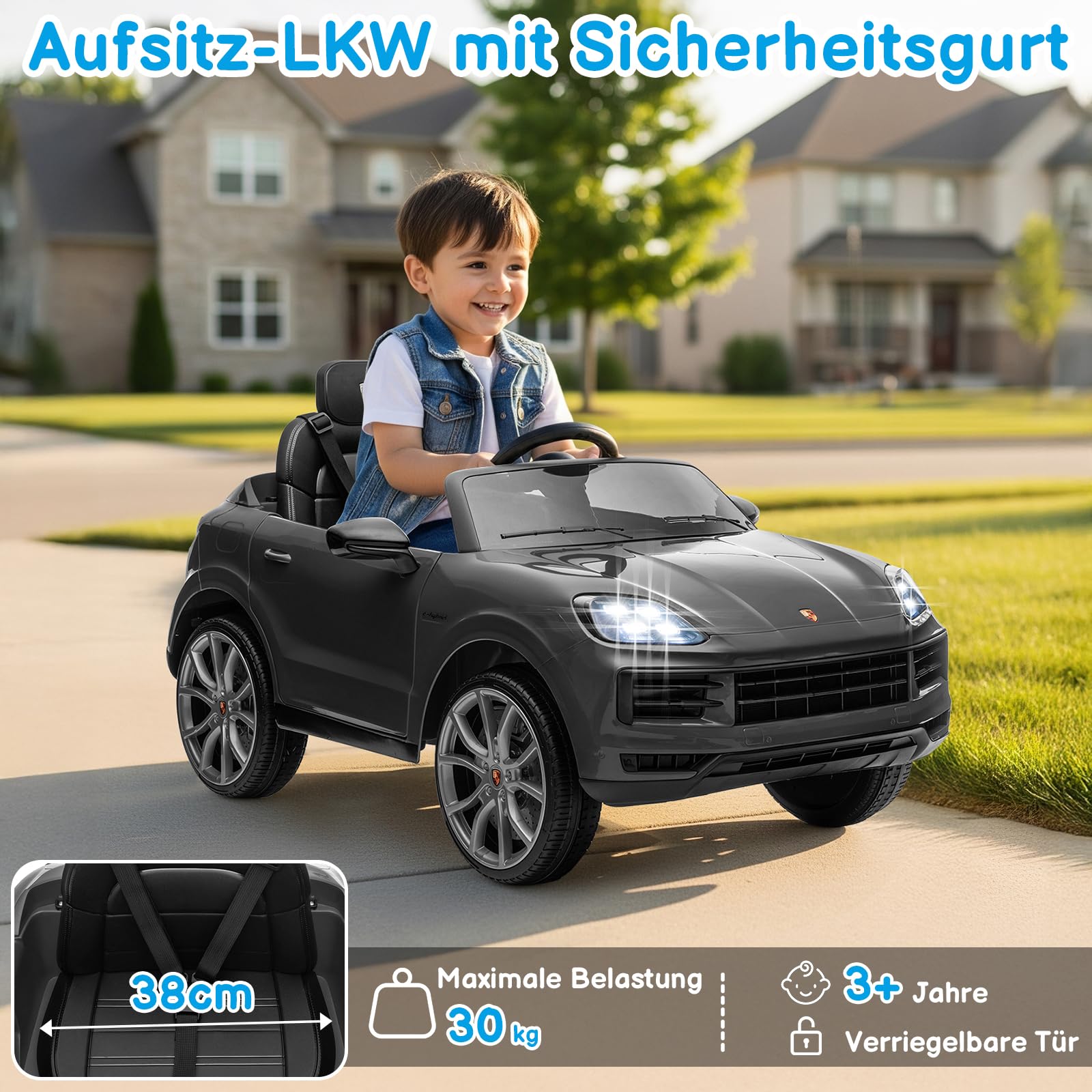 lalaho-kinder-elektroauto-12v-grau-fernbedienung-mp3 image 3