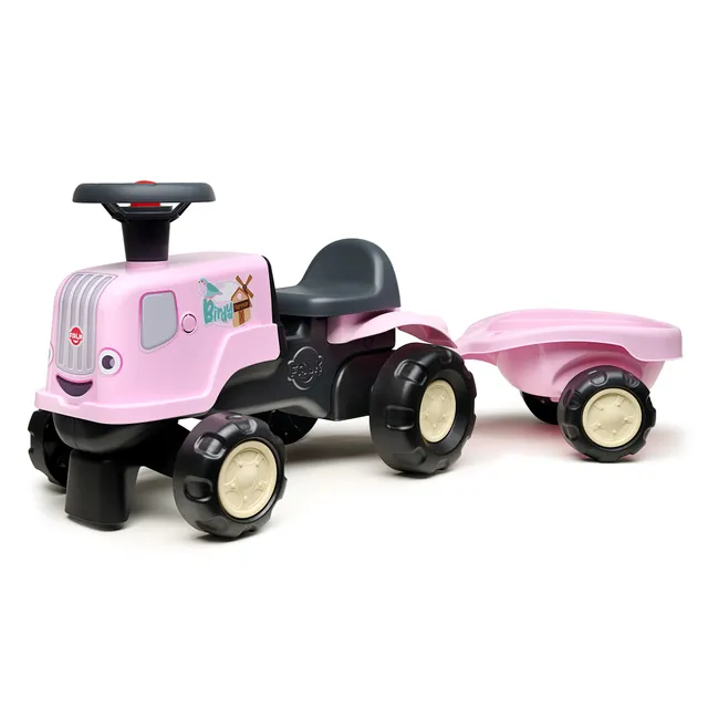 falk-birdy-farm-traktor-rutschfahrzeug-rosa-mit-anh-nger image 1