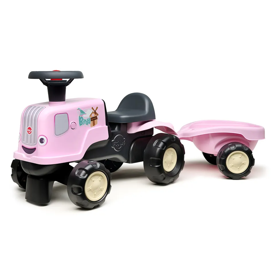 falk-birdy-farm-traktor-rutschfahrzeug-rosa-mit-anh-nger image 1