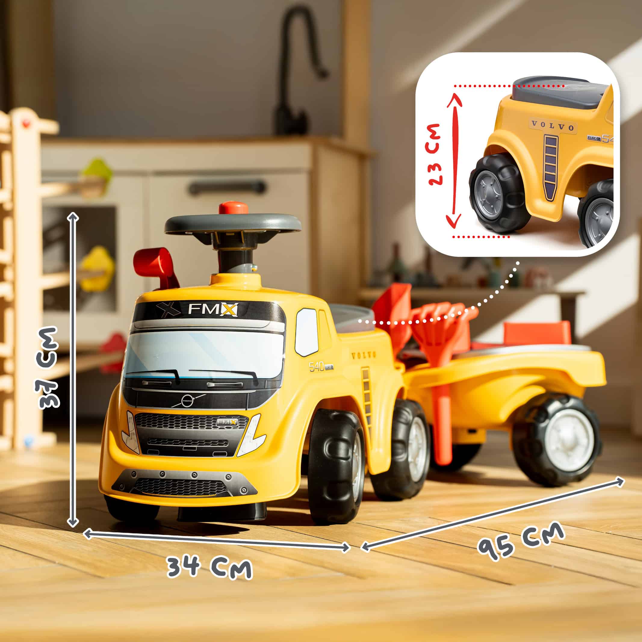 falk-volvo-rutschauto-mit-anh-nger-und-sandset image 5