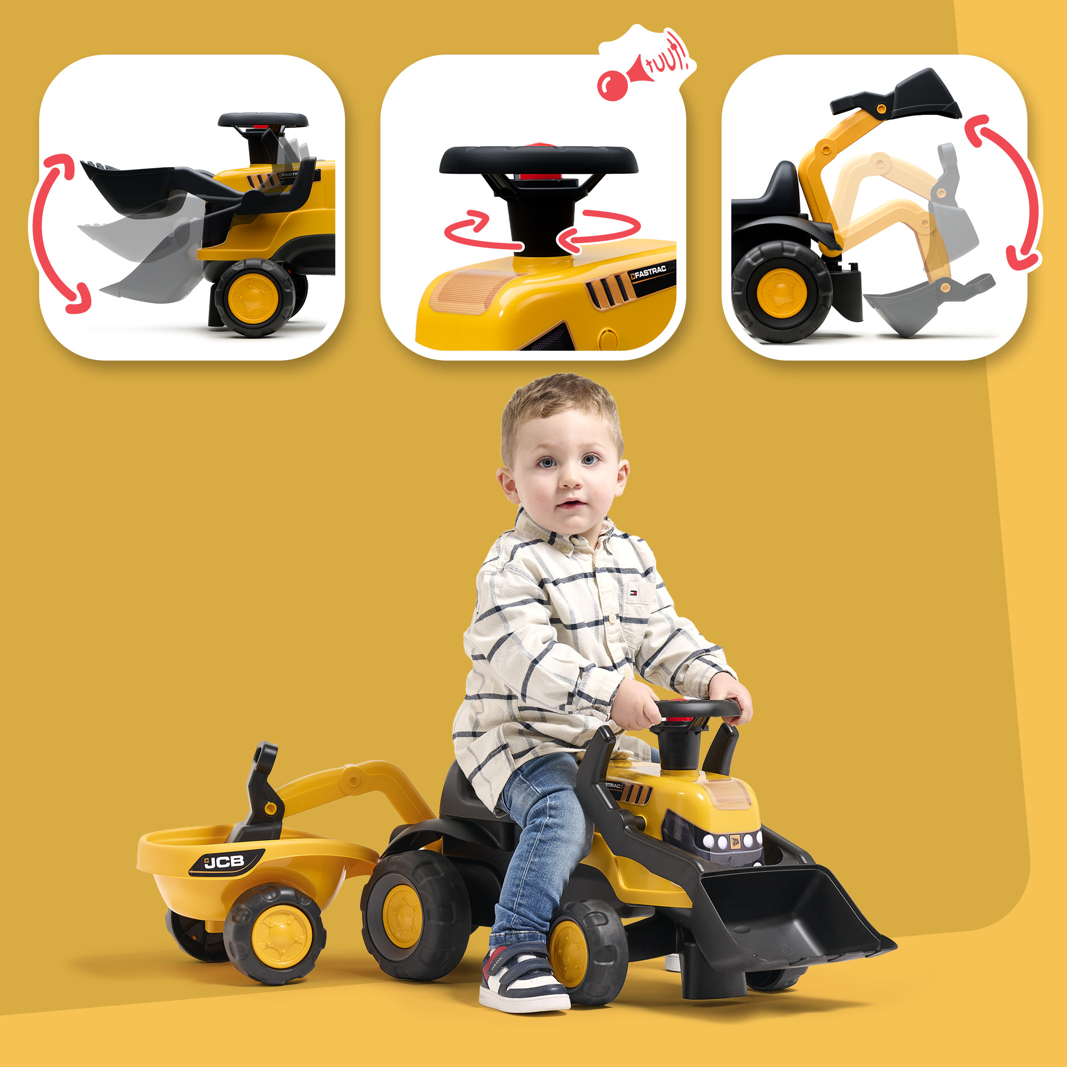 falk-jcb-rutschauto-bagger-mit-anh-nger-leise-r-der image 3