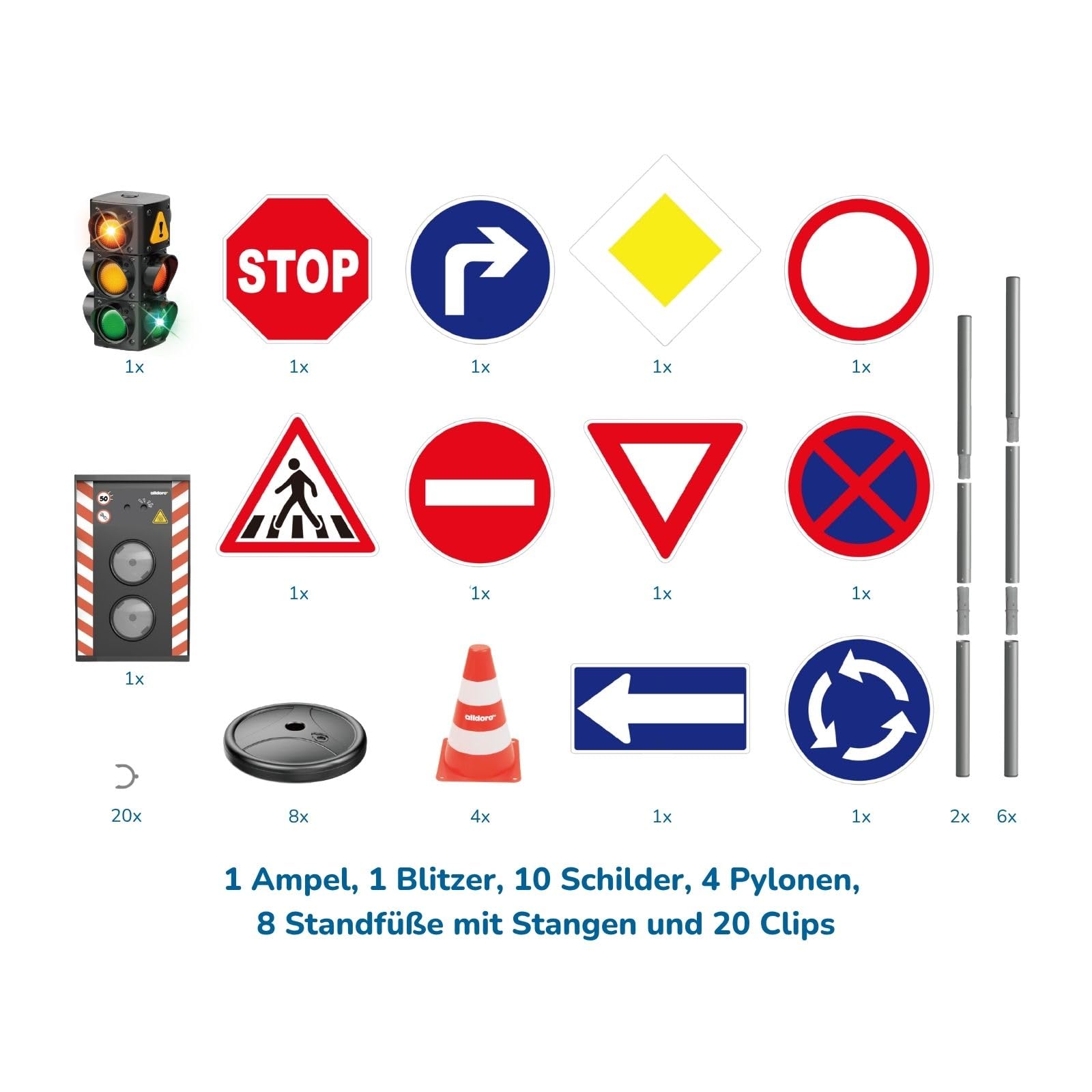 alldoro-lernen-besch-ftigung-xxl-verkehrsset-ampel-blitzer-10-schilder image 7