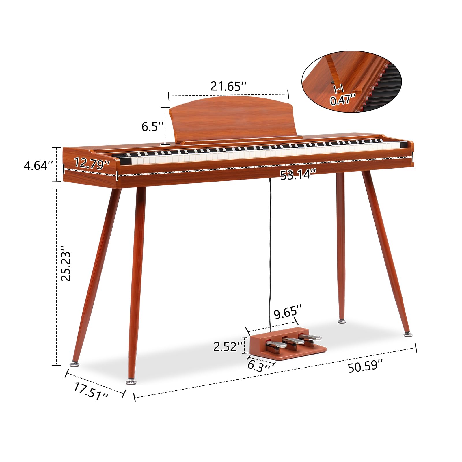 lalaho-e-piano-88-tasten-digitalpiano-rotbraun-gewichtet image 2