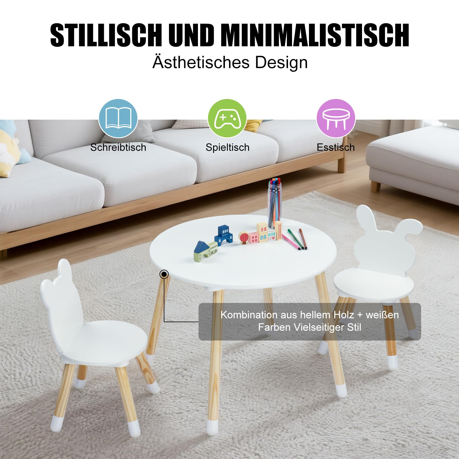 lalaho-kindertisch-mit-2-st-hlen-sitzgruppe-hase-b-r-holz image 3