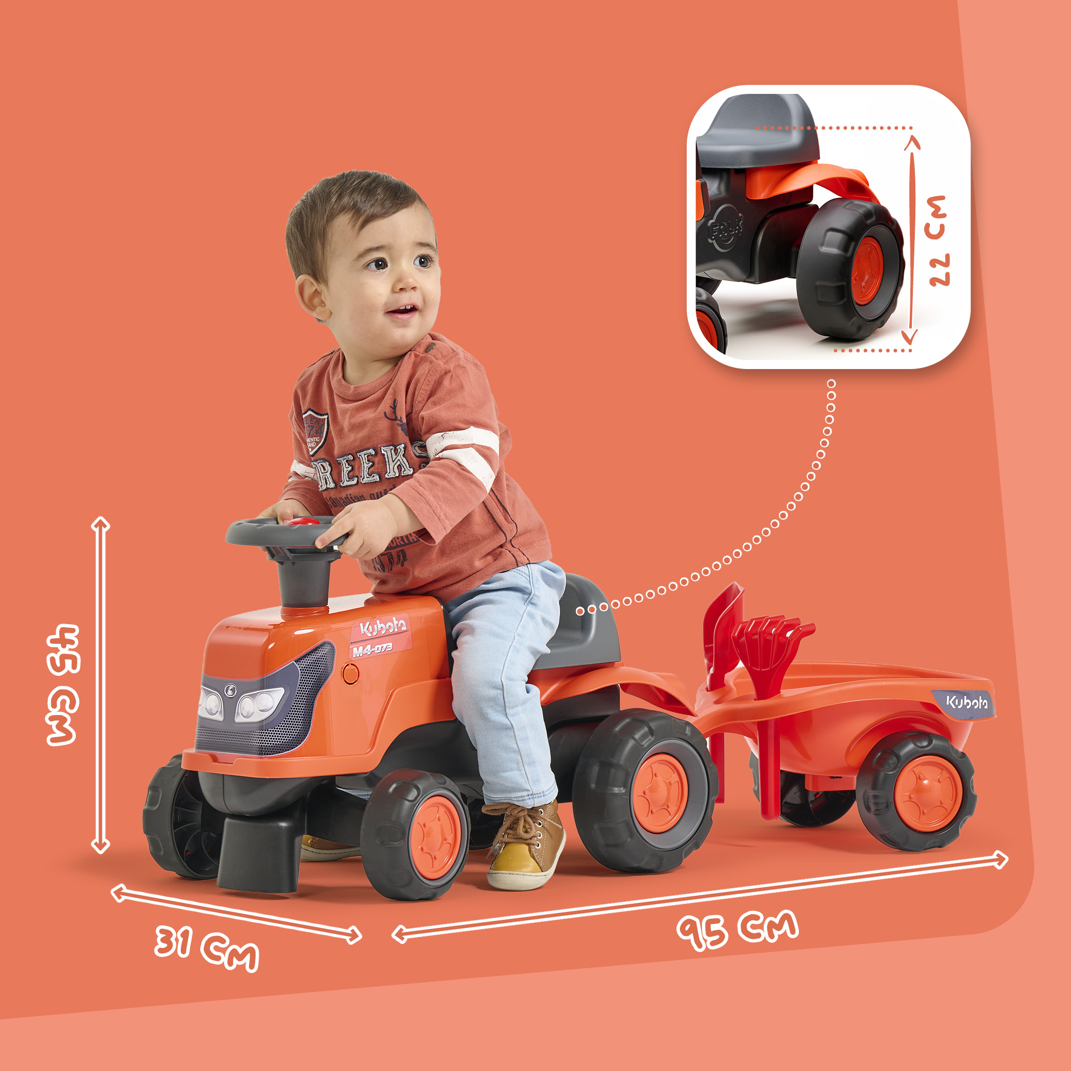 falk-kubota-baby-rutscher-leise-r-der-mit-anh-nger-ab-1-jahr image 5