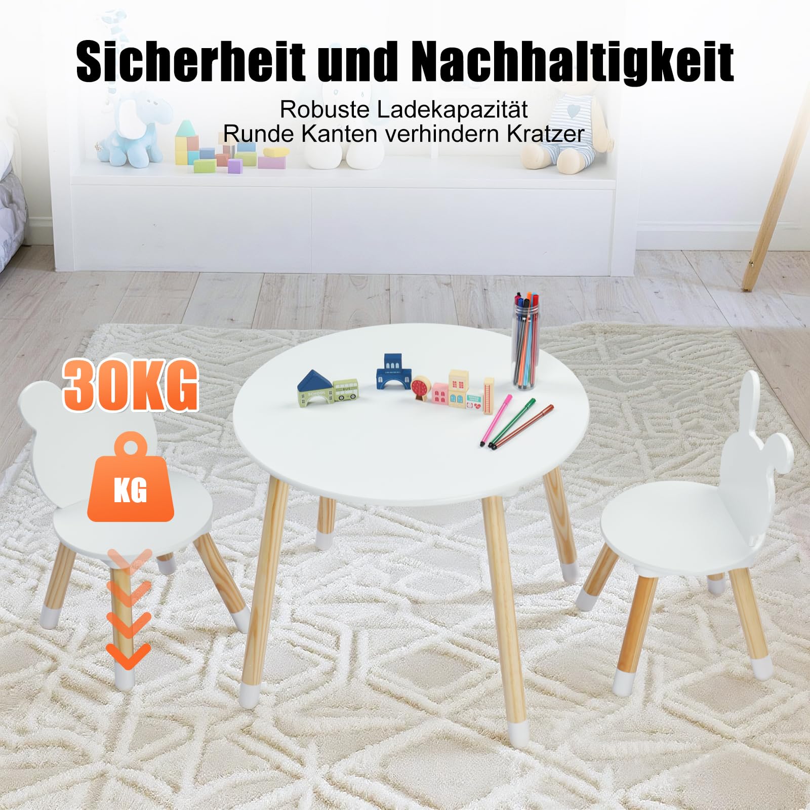 lalaho-kindertisch-mit-2-st-hlen-sitzgruppe-hase-b-r-holz image 4